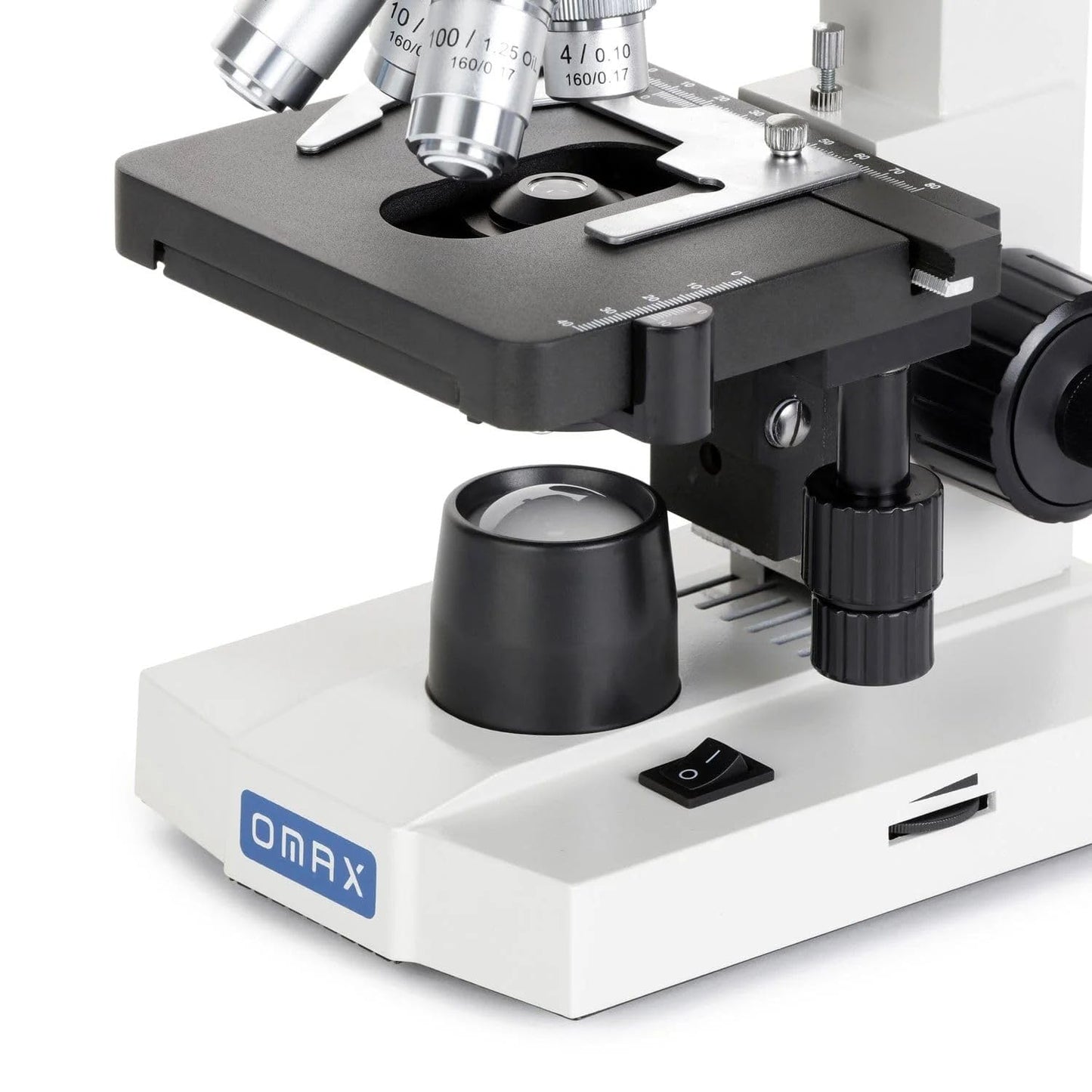 AmScope OMAX 40X-2000X Lab LED Binocular Compound Microscope with Double Layer Mechanical Stage and Coaxial Coarse/Fine Focusing Knob