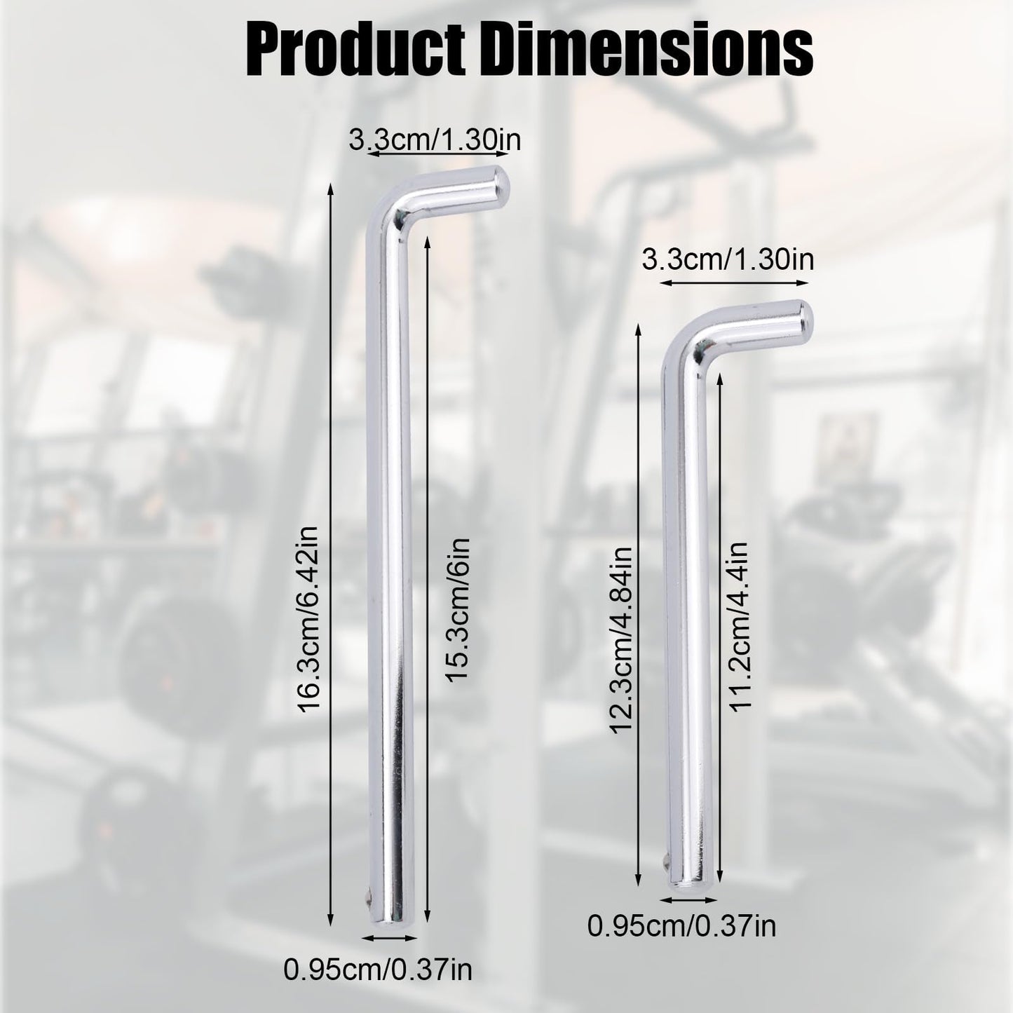 NQEUEPN 2pcs Weight Stack Pin, 3/8in Diameter 6in/15.3cm & 4.4in/11.2cm Weight Loading Pin L Shaped Stack Extender Selector Inserts Gym Fitness Equipment for Home Gym