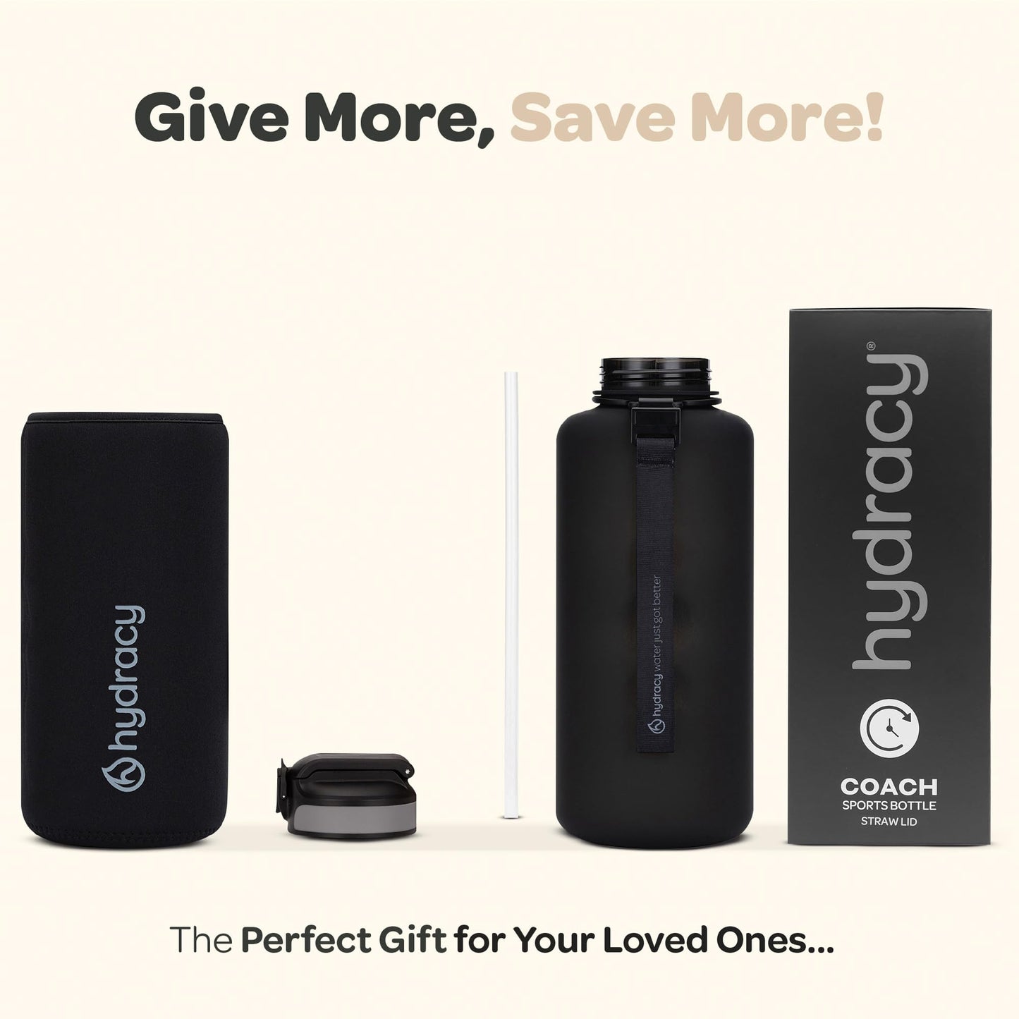 Hydracy 2L Large Water Bottle, Shatterproof, BPA Free Tritan Plastic, Leakproof, Zero Condensation, With Detachable Carry Strap, Spillproof Lid, Convenient Silicon Spout, Ideal for Gym, Yoga