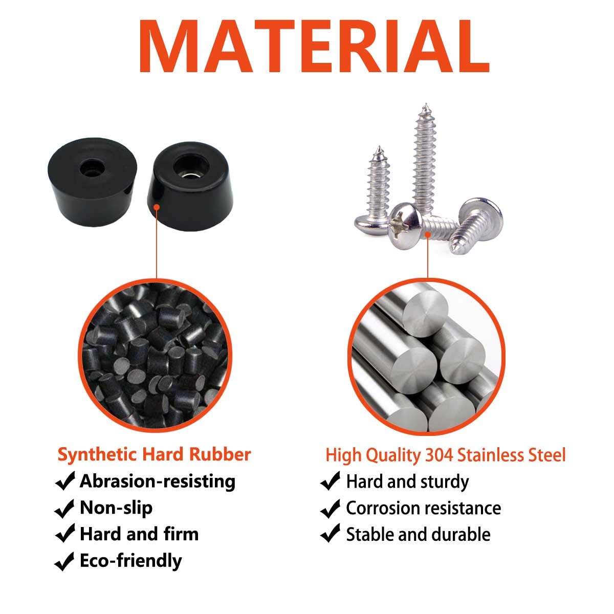 TopPerfekt 120 Pieces Soft Cutting Board Rubber Feet with 304 Stainless Steel Screws, 0.31 x 0.59 (HD), Not Slip, Non Marking, Anti-Skid, Fine Grips for Furniture, Electronics and Appliances