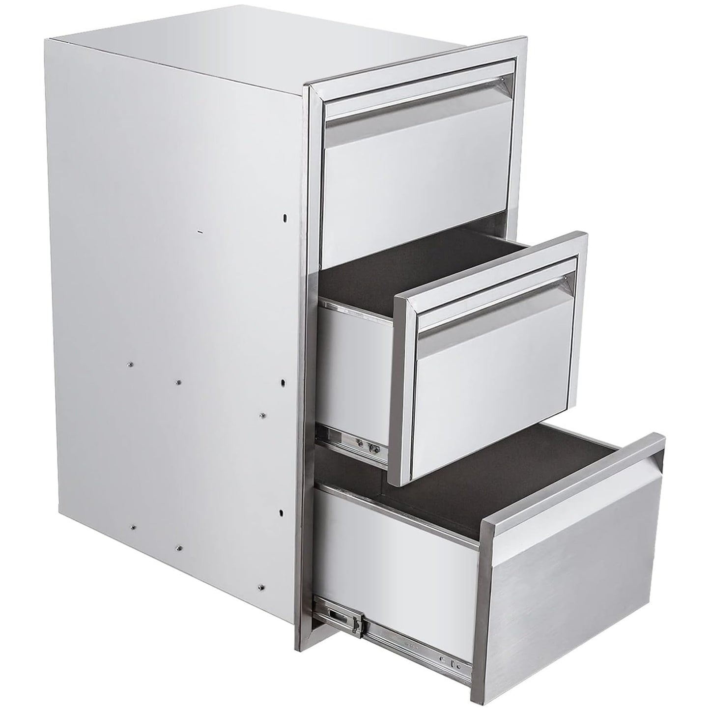 ROREP Outdoor Kitchen Drawers, 17" W x 30" H x 21" D Outdoor Kitchen Drawers Stainless Steel, Flush Mount Access 3 Drawer for Outdoor Kitchen Island