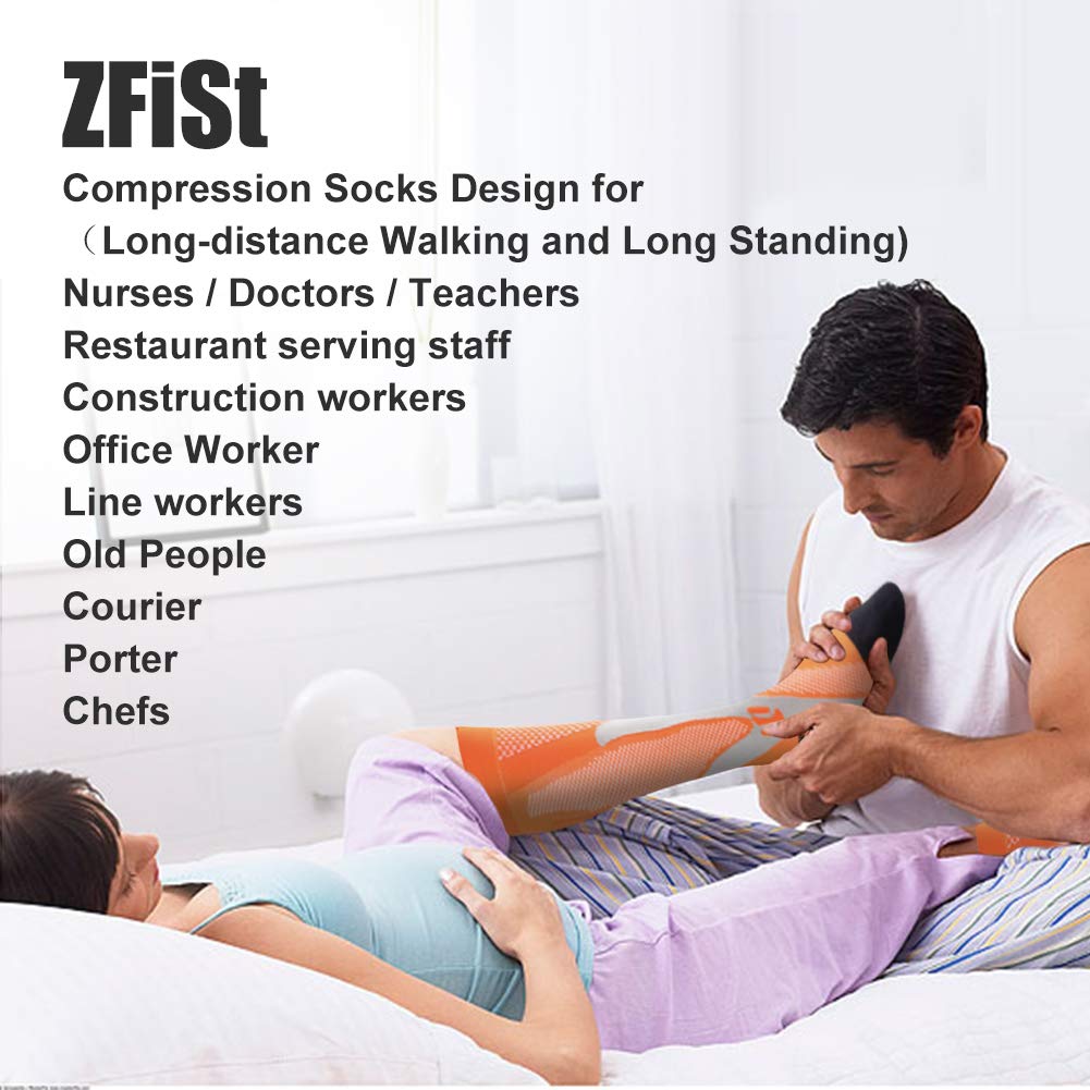 ZFiSt 3 Pair Sport Compression Socks Men Women, Compression Stocking Nurse Socks for Edema Travel(Black+black+black,XXL)