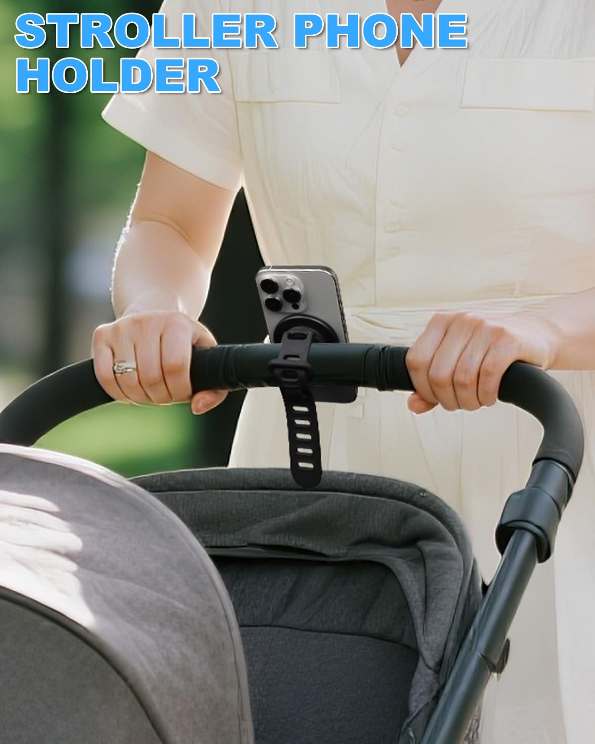 Magentic Phone Holder for Golf Push Cart, Shopping Cart, Stroller, Strong Magnets Phone Mount with Metal Ring for All Cell Phones, Compatible with Clicgear, Bag Boy, Sun Mountain Golf Push Cart