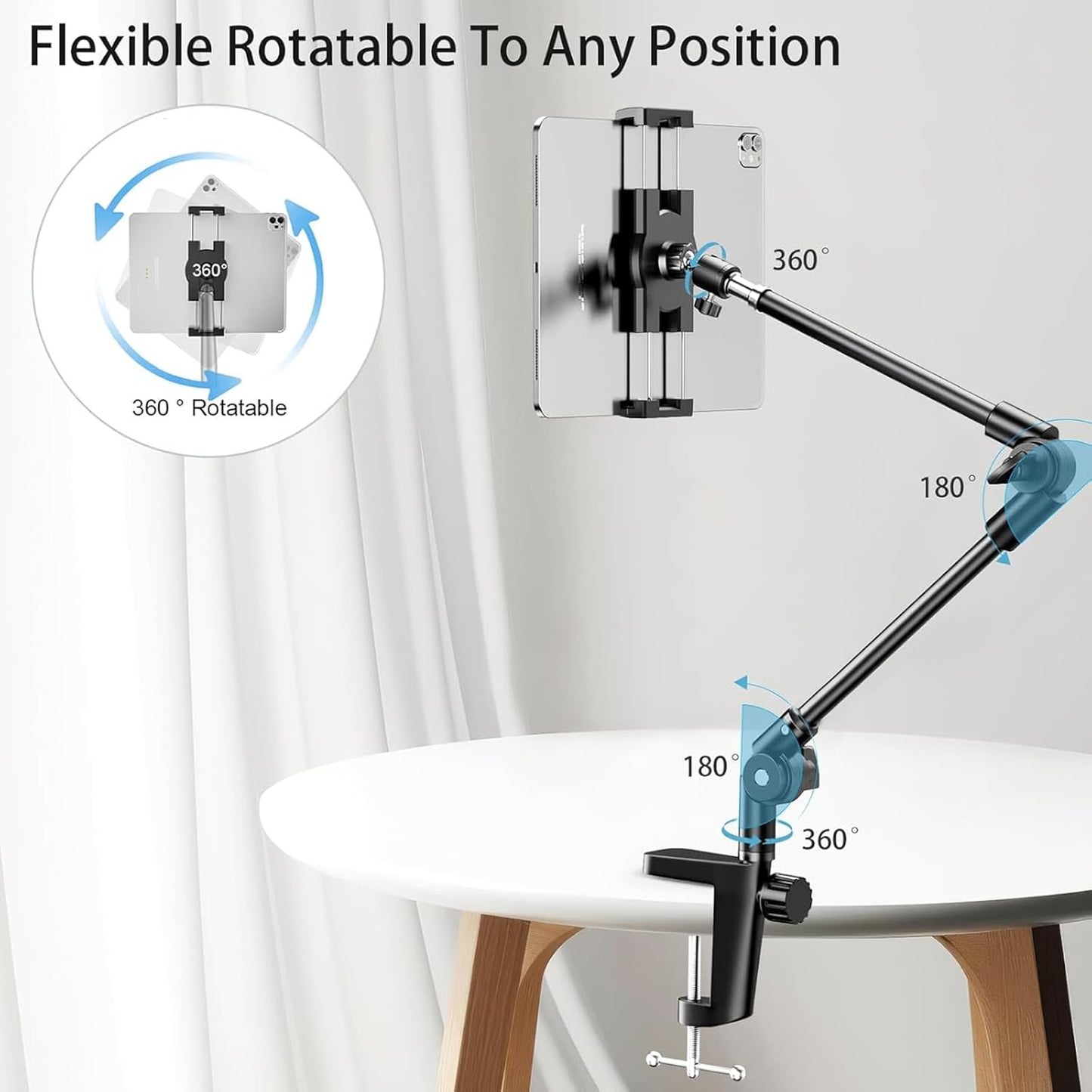 KDD 27in 4.7"-12.9" 12.9 Tablet Stand Holder, Adjustment iPad Phone Mount, Long Arm Webcam Stand Projector Camera Mount
