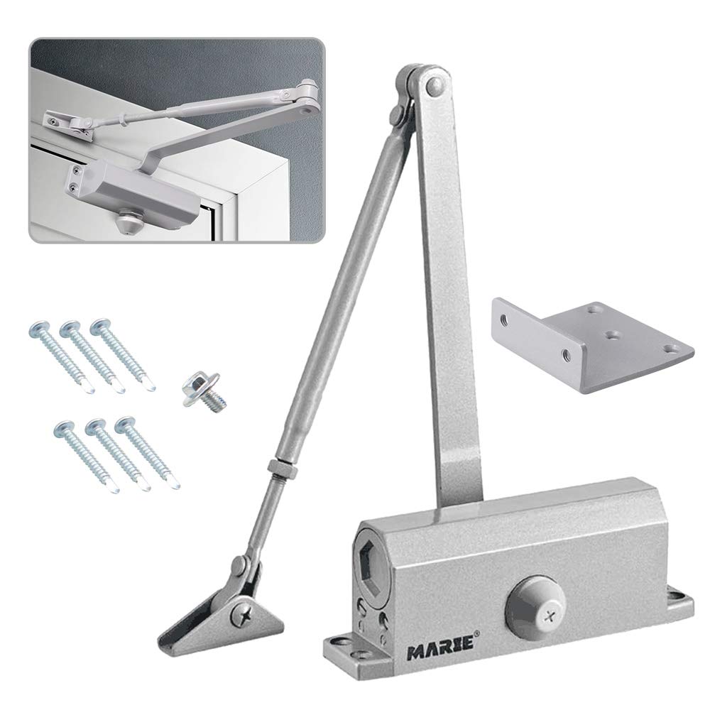 Marie Automatic Door Closer，Adjustable Closing Speed Door Closer for 55-100 lbs Residential and Commercial Light Doors，with Installation Video EN1154 Certification