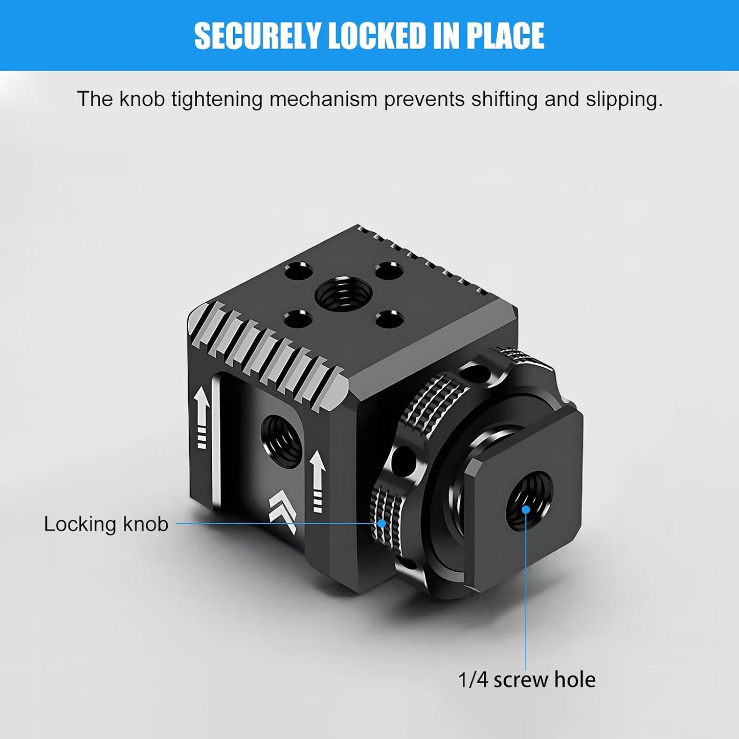 3 1/4"-20 Port Cold Shoe Mount Adapter with Thread for Camera Cage Flash LED Monitor Microphone, Aluminum Camera Triple