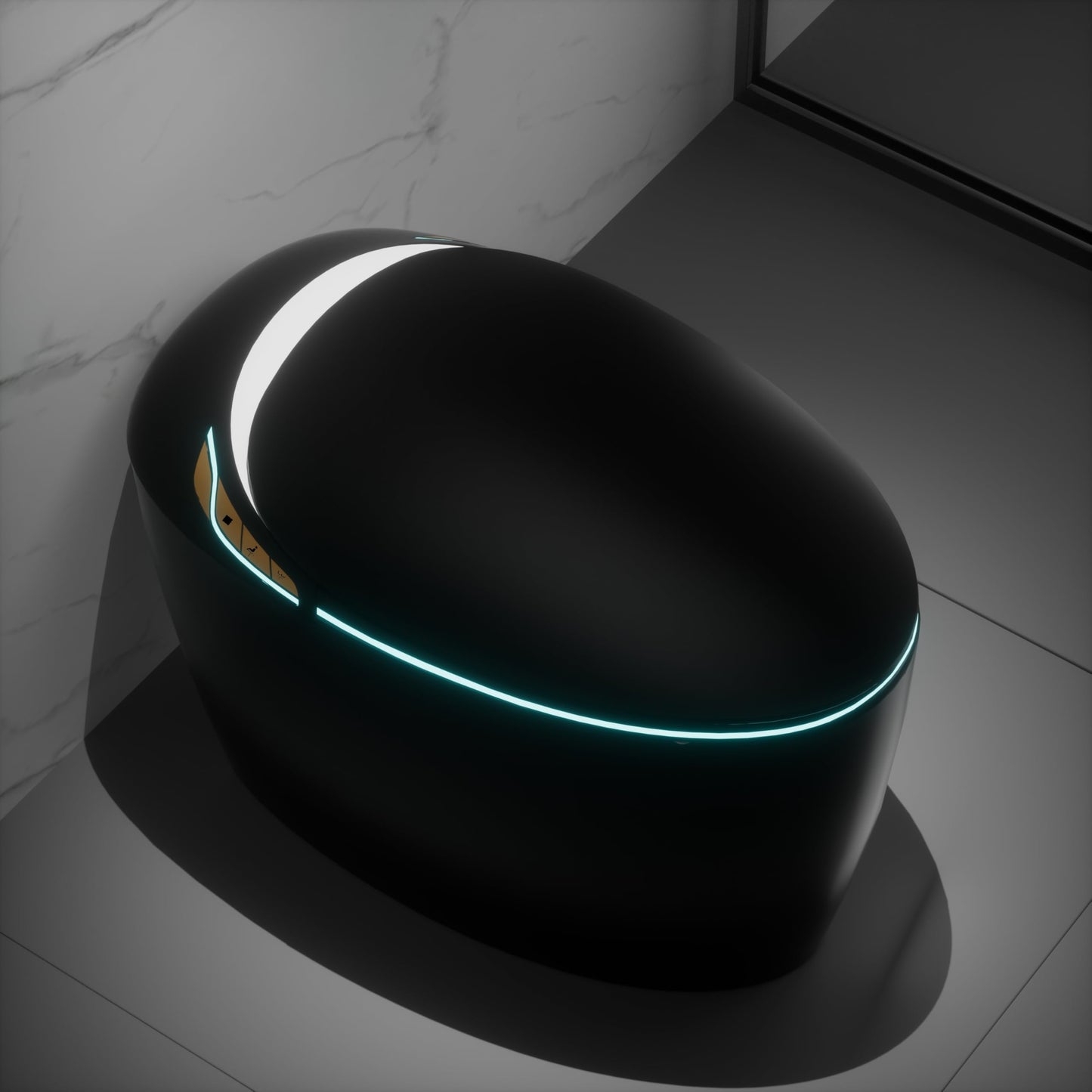 Unique Smart Toilet with Bidet Built In, Intelligent One Piece Toilet For Modern Bathroom, Auto Open/Close Seat, Foot Sensor, LED Display,Night Light, Warm Water & Dryer (Black)