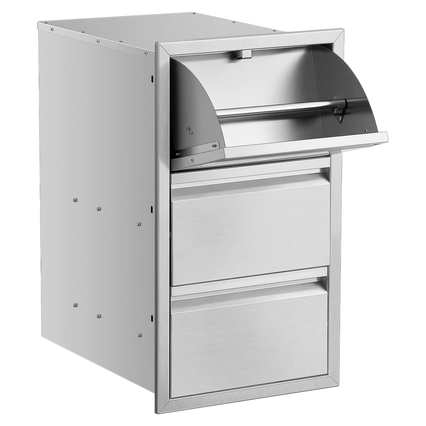 RAILEN Outdoor Kitchen Drawers Stainless Steel Flush Mount BBQ Drawers for Outdoor Kitchen Island or Patio Grill Station (15Wx26Hx22D Inch)