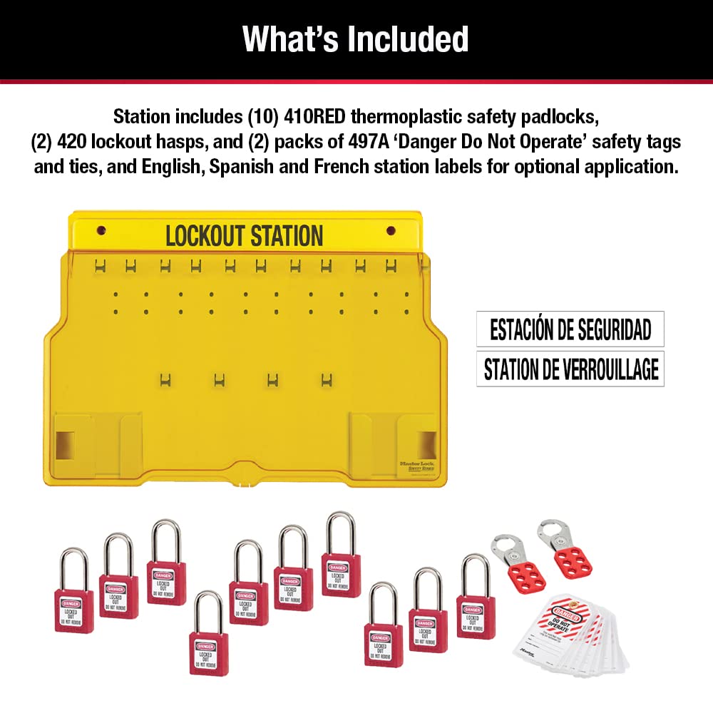 Master Lock 1483BP410 Lockout Tagout Padlock Station