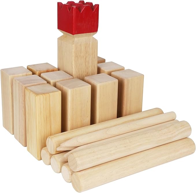 Juegoal Kubb Backyard Game Set, Wooden Block Tossing Game Set with Carrying Bag, Outdoor Games for Yard Garden Lawn Kids Teenagers Adults Family