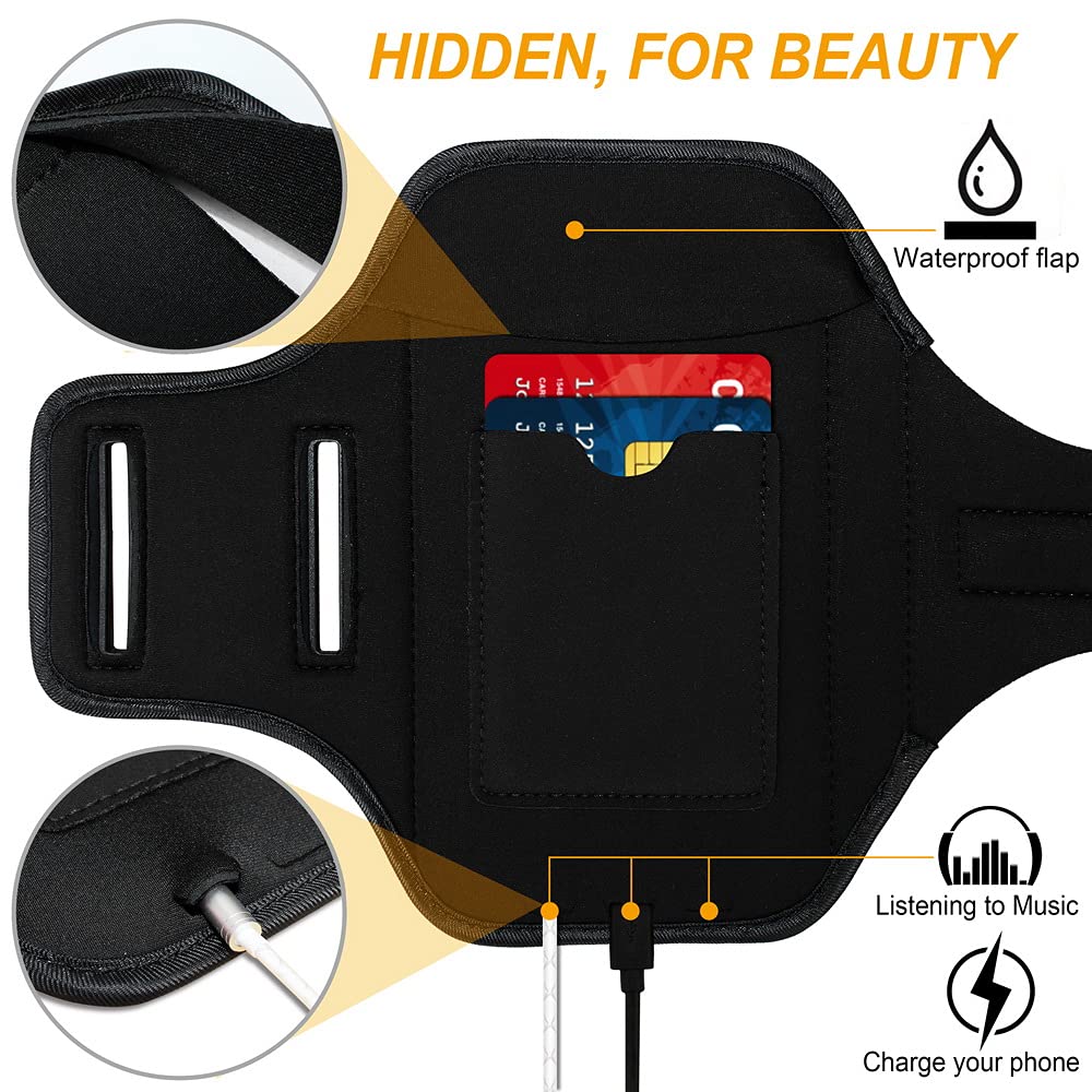 RUNBACH Armband for iPhone 16 Pro Max/16 Plus/15 Pro Max/15 Plus/iPhone 14 Pro Max/14 Plus/13 Pro Max/12 Pro Max/11 Pro Max/Xs Max,Running Exercise Arm Band with Card Slot for iPhone Max (Black)