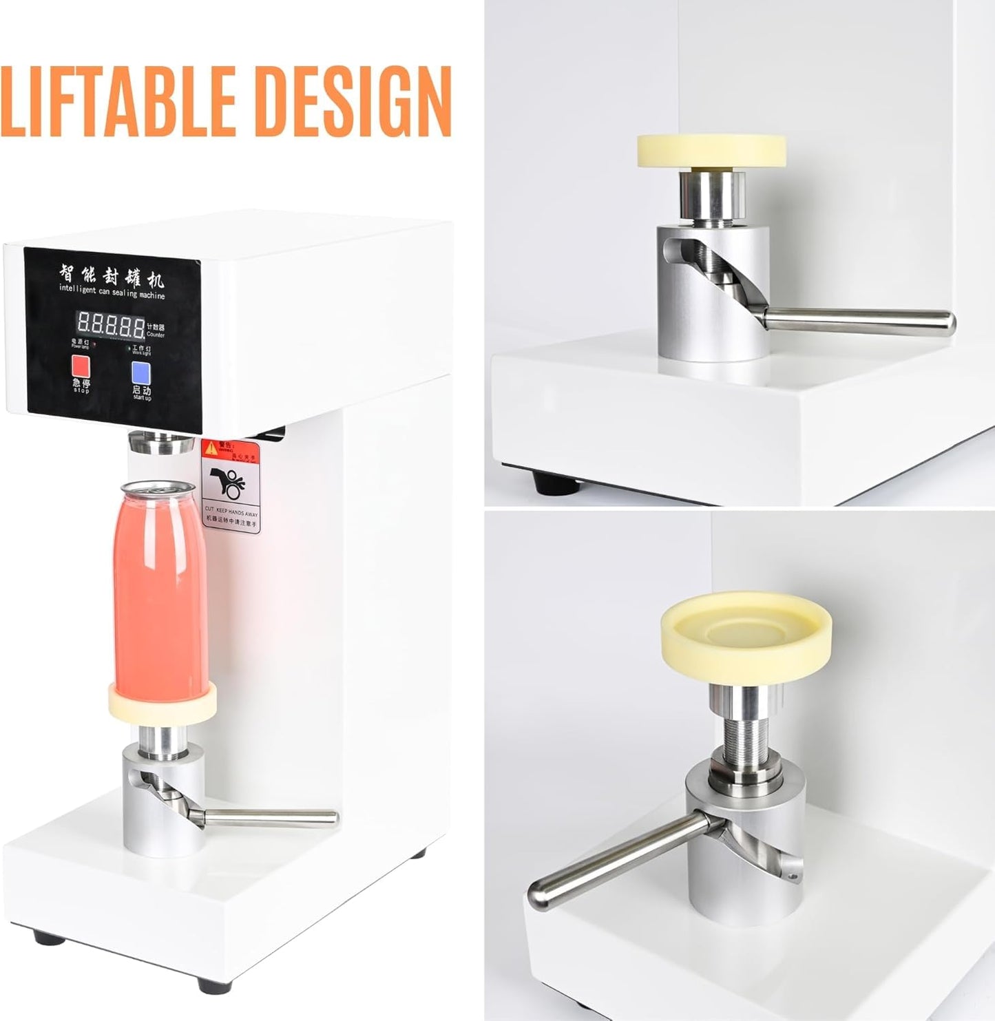 Automatic Can Sealing Machine, Intelligent Electric Cup Bottle Sealer Machine with Counter & LCD Display, 2.2” Dia. & 5.7”-7.9” Height Tin Can Seaming Closing Capping Machine