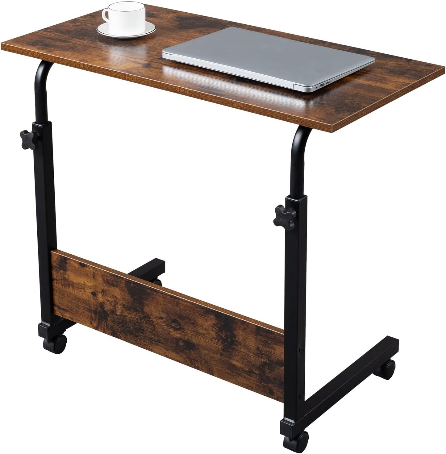 31.49 15.74 27.16-37.79 Mobile Side Table, Mobile Laptop Desk Cart, Adjustable Over Bed Table with Wheels for Sofa