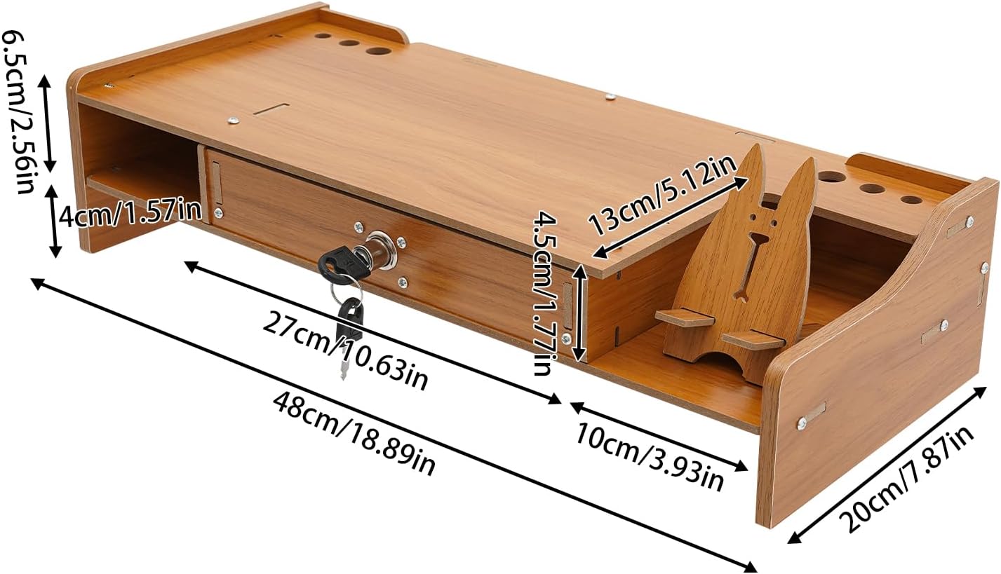 QUSKLISU (03) Computer Monitor Stand, Computer Rack with Drawers, Two top Platforms Desk Organizer Monitor Stand