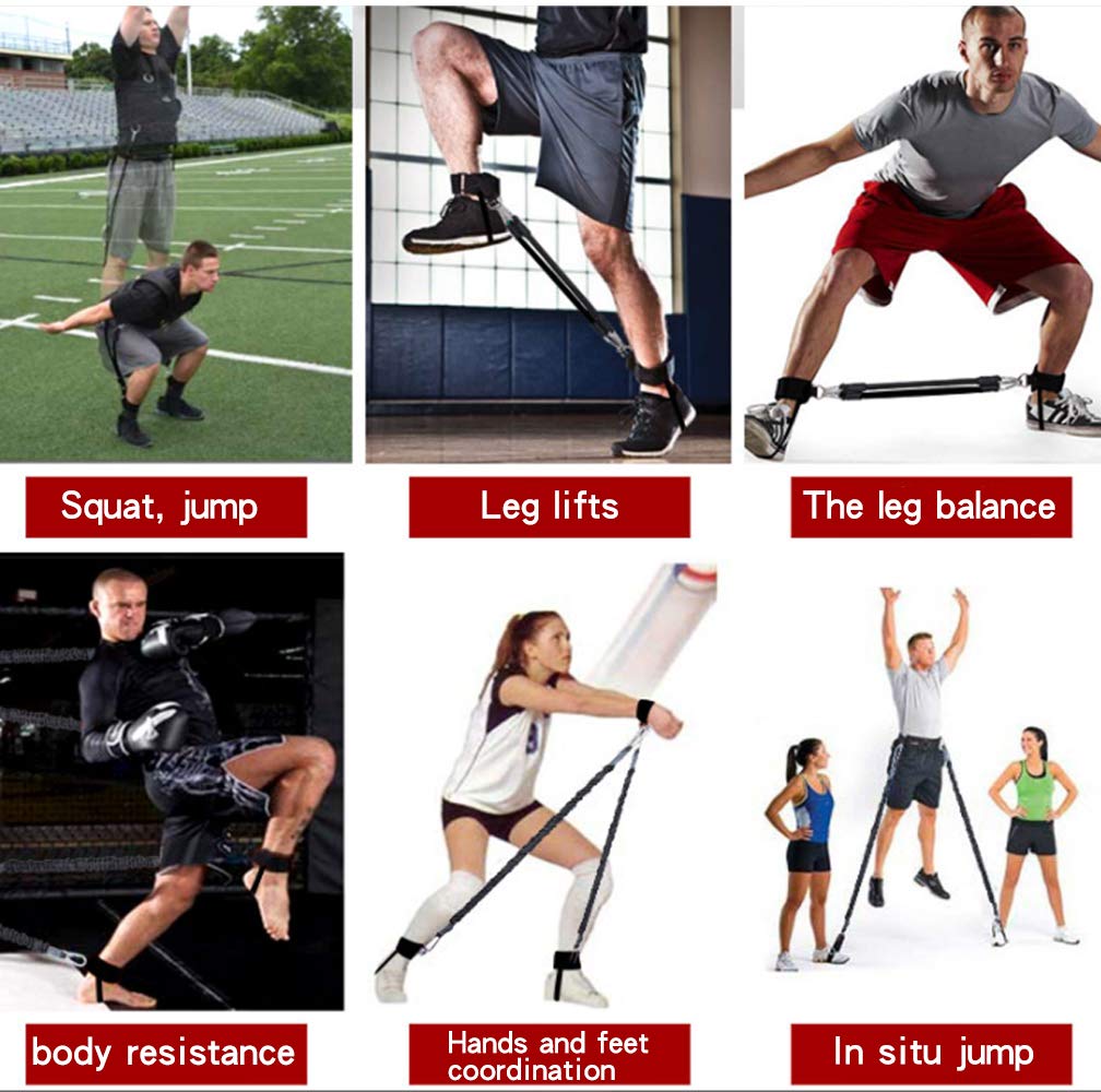 Sunsign Speed and Agility Resistance Bands Trainer for Vertical Jump Squat Boxing MMA Taekwondo Karate Bounce Softball Basketball Volleyball Football Training Black