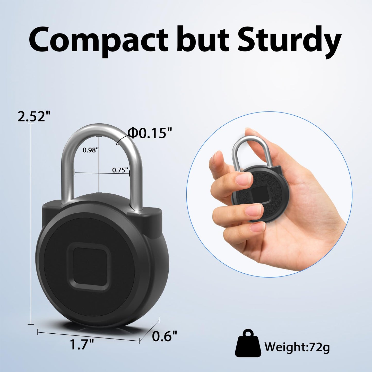 Keylesslife Fingerprint Padlock,Fingerprint Locker Lock,Biometric Smart Padlock Outdoor Waterproof Pad Lock for Locker Gym Fence Gate Toolbox Case Storage