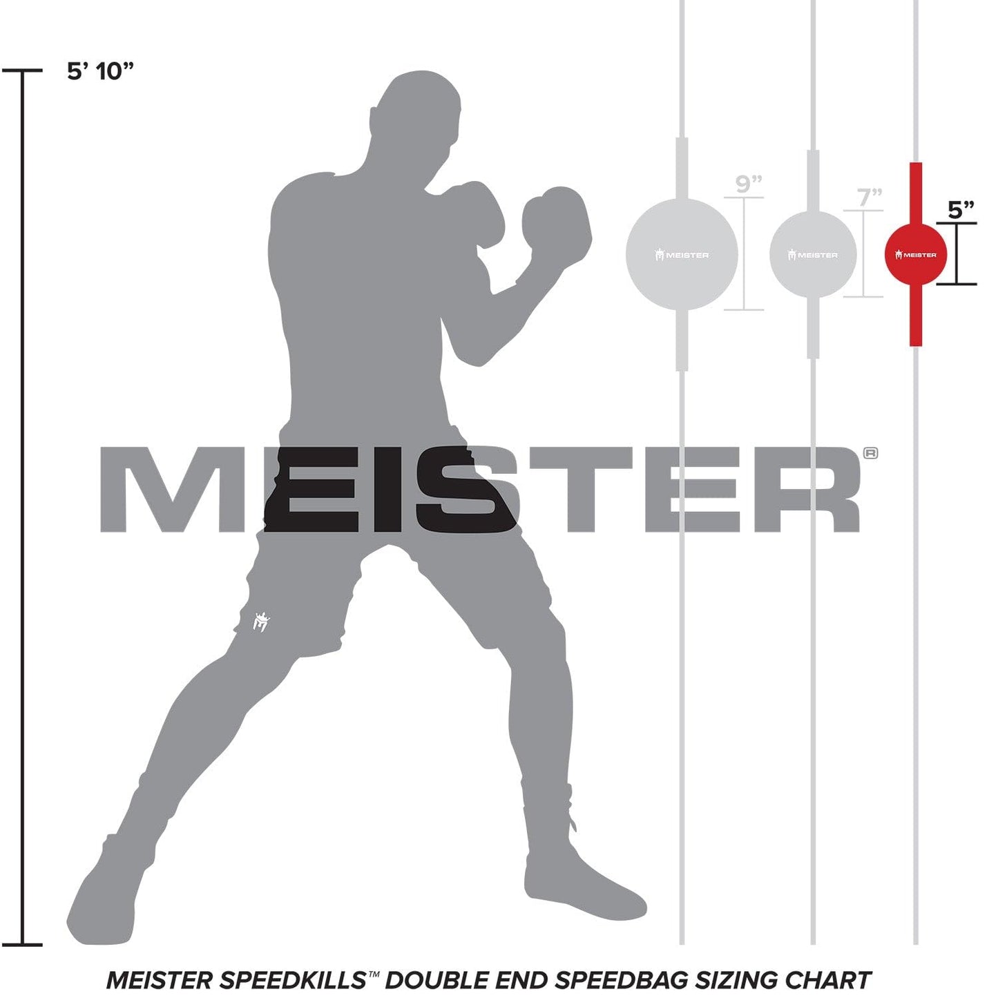 Meister SpeedKills Double-End Leather Speed Bag w/Bungees & Lightweight Latex Bladder - Black - Small (5.0")