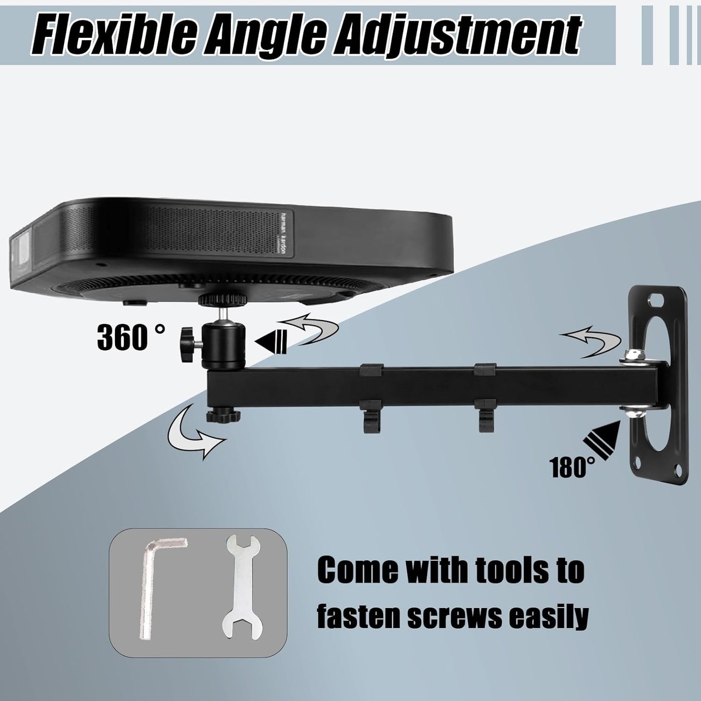 2-Be-Best 12IN 31CM 1/4" M4 M6 Projector Wall Mount Ceiling Projector Mount Longer Length / Wall Projectors Mounts