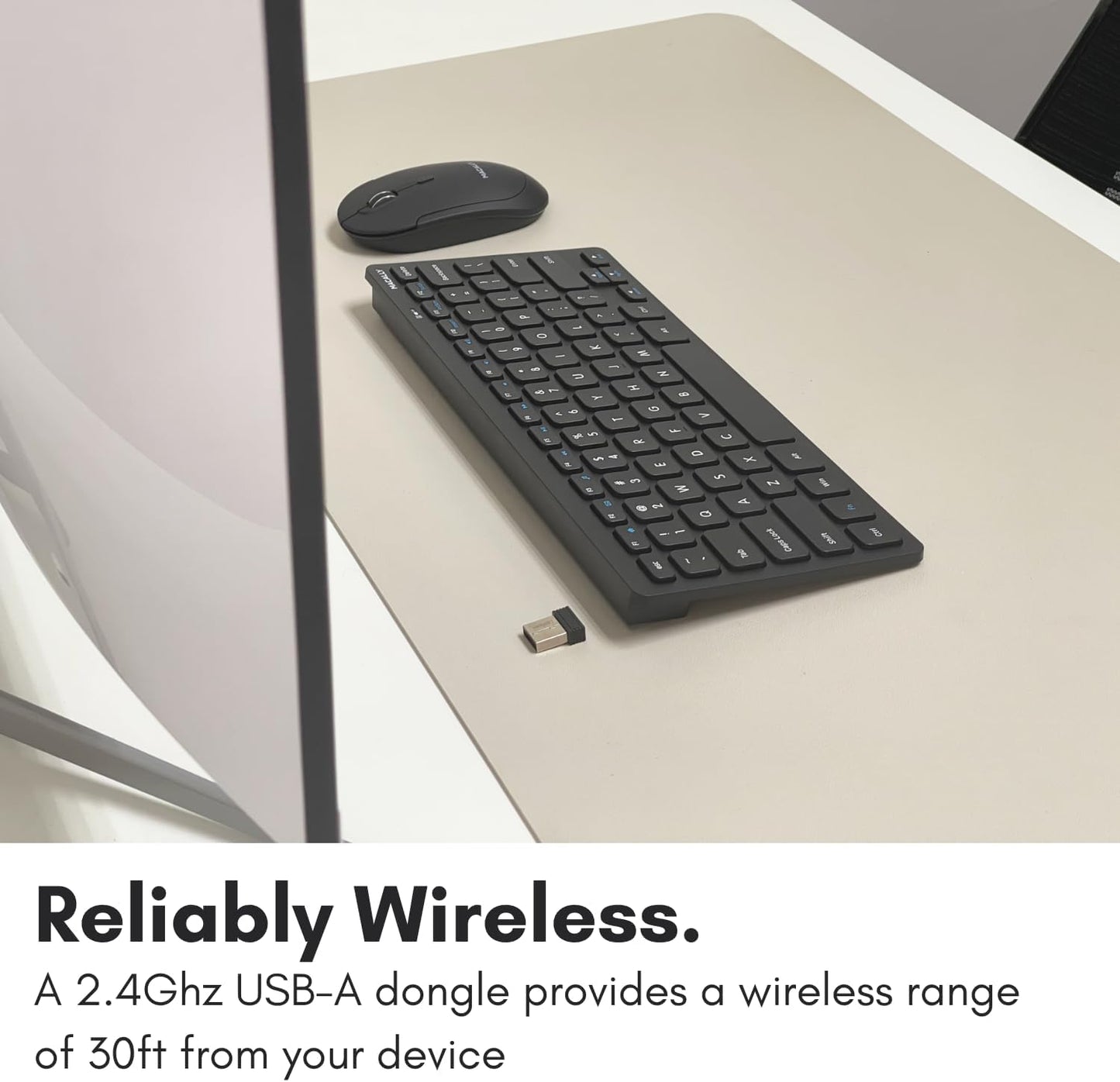 Macally 2.4G Mini Compact Keyboard - Wireless Keyboards for Desktop PC, Surface, Chromebook, Notebook, Laptop Keyboard