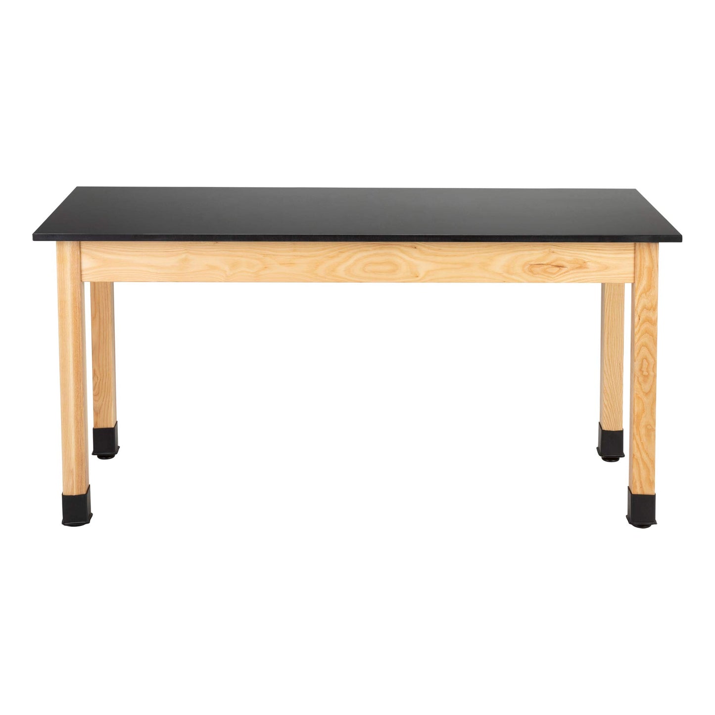 Learniture Classroom Science Lab Table with Phenolic Resin Top, Solid Ash Wood Finish, 24" D x 60" W x 30" H, Black