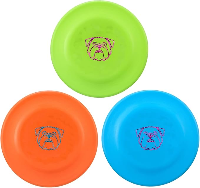 Dog Flying Disc, 3 Pcs Competition Dog Flyer Toy, Soft Indestructible Rubber Lightweight Flying Discs Toy for Dogs - Floats On Water, Gentle On Teeth and Gums