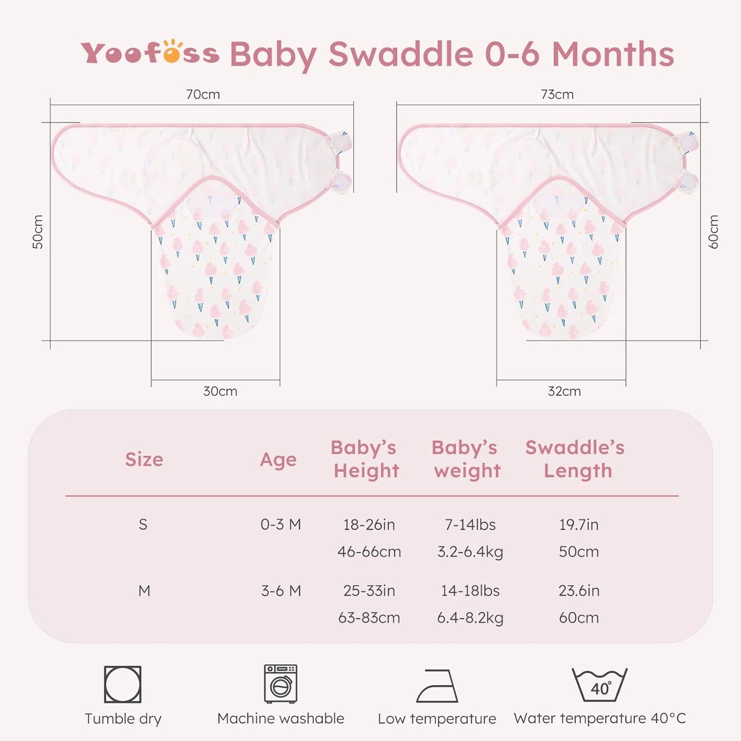 Yoofoss Baby Swaddles - 100% Cotton Adjustable Swaddle Sack | Breathable Soft 3-Pack for Newborns (0-3 Months)