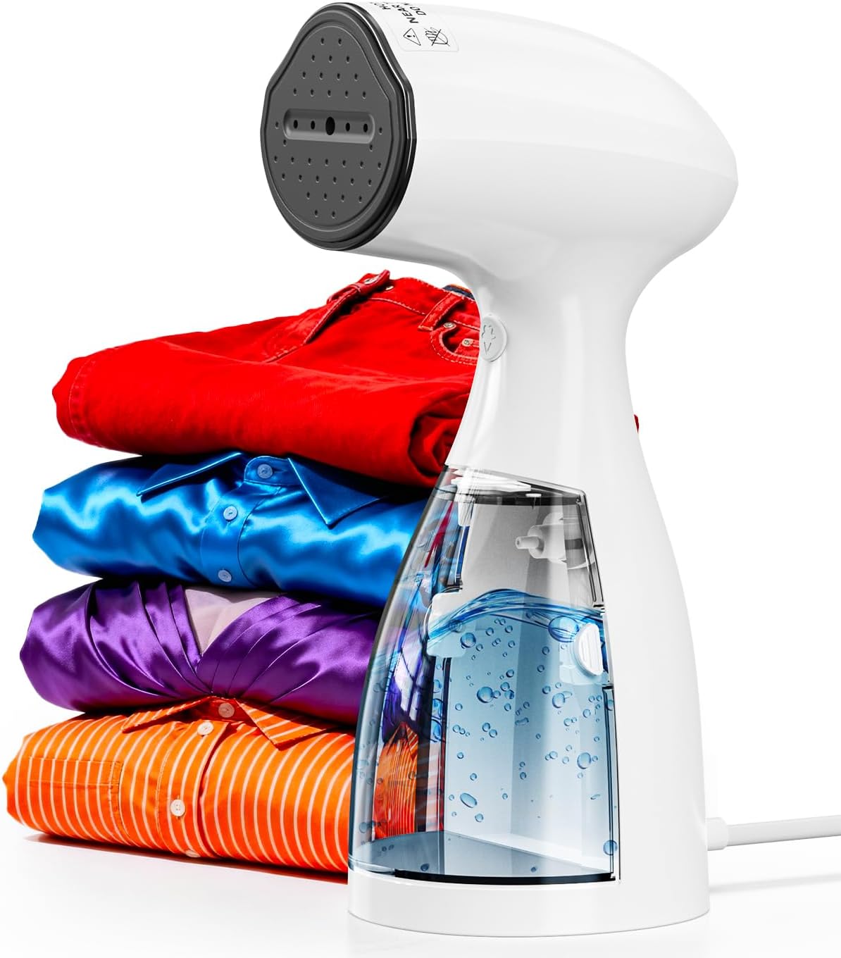Skiennix Handheld Clothes Steamer - Fast Wrinkle Removal, 450ml Tank, 10ft Cord, 1000W, White