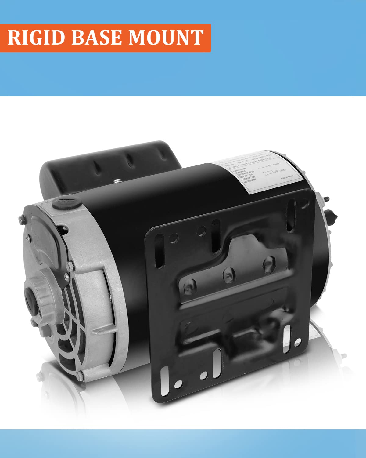 5HP SPL Air Compressor Motor 3450 RPM Single Phase, 56Frame, 208V-230V, 5/8" Shaft Diameter Rolled Steel Shell 60HZ