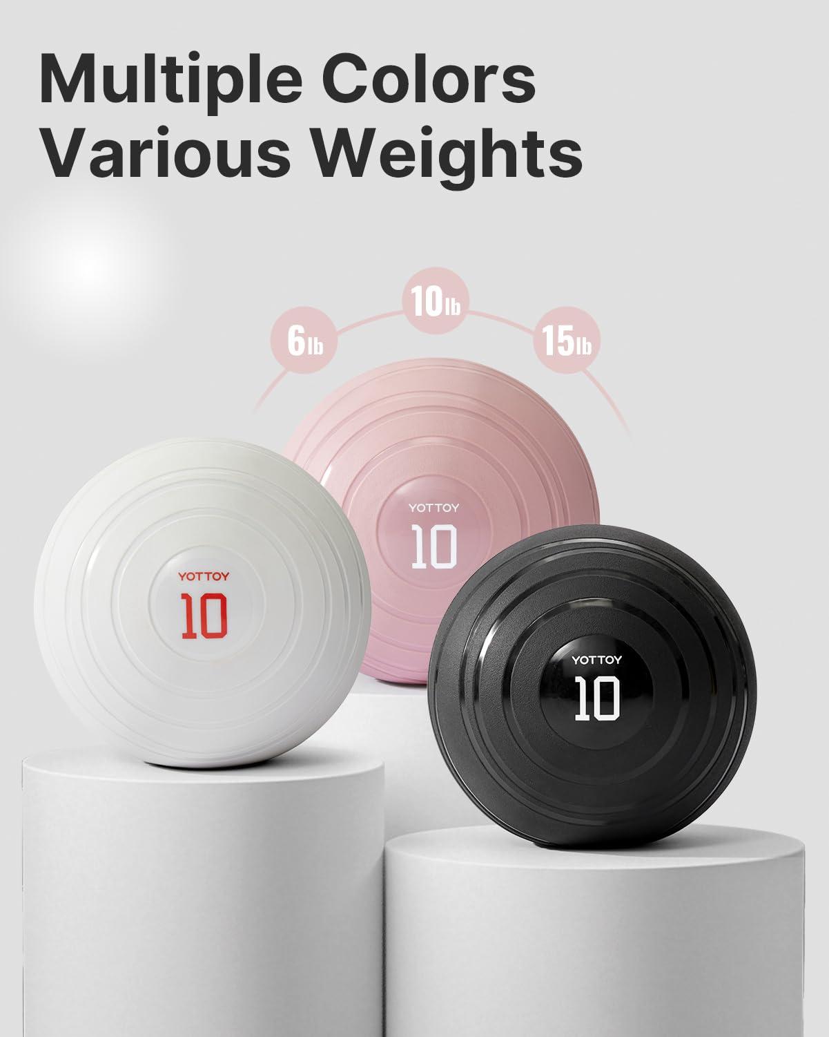 YOTTOY Medicine Ball for Exercise-slam Ball for 6&10&15 lb,Non Slip Grip,Durable Construction,Sand Filling Training,Workout,Gym for Man&Woman (Ivory White, 15lb)