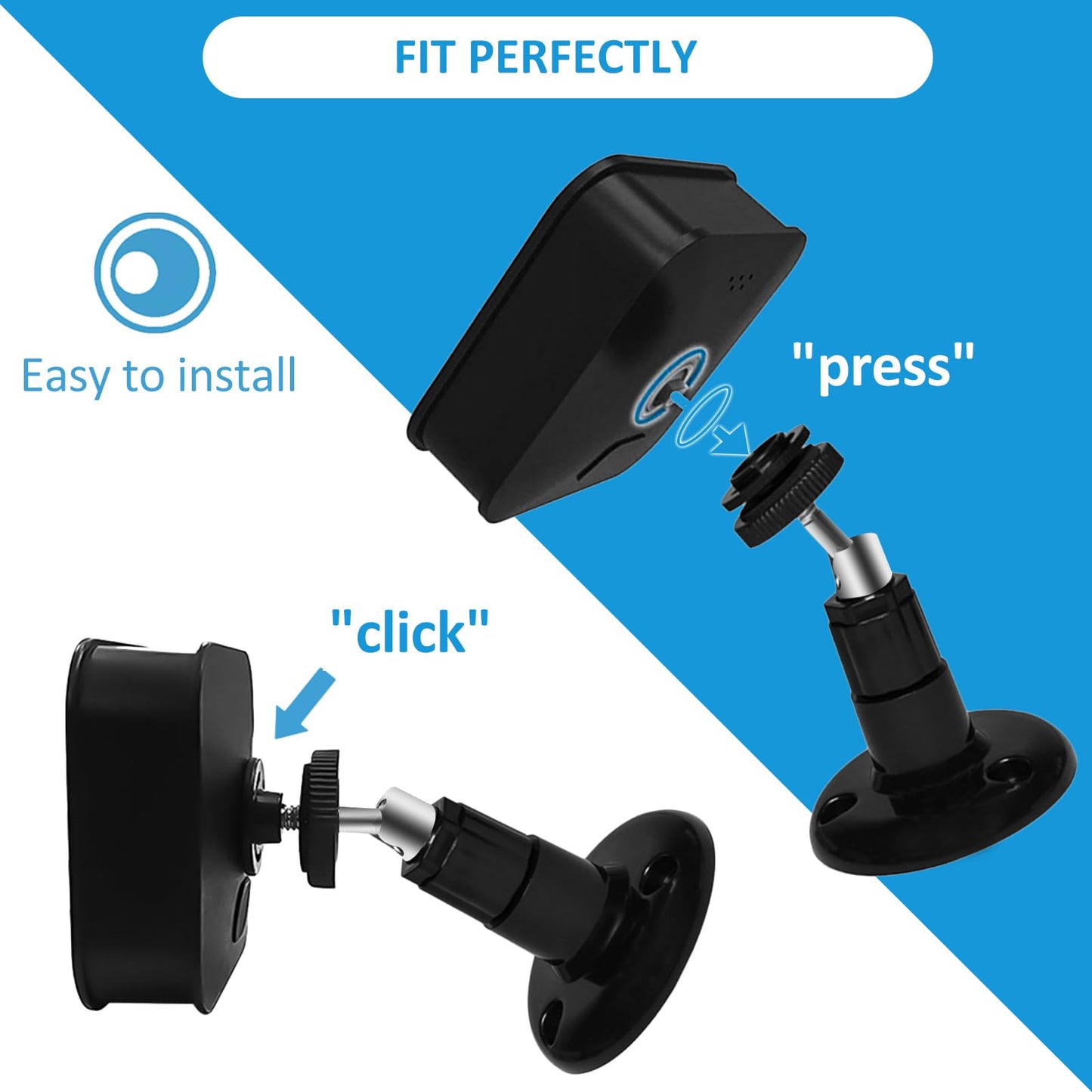 Blink Outdoor Camera Mount, 360 Degree Adjustable Indoor/Outdoor Wall Mount Bracket for Blink Home Security System Black 3 Pack