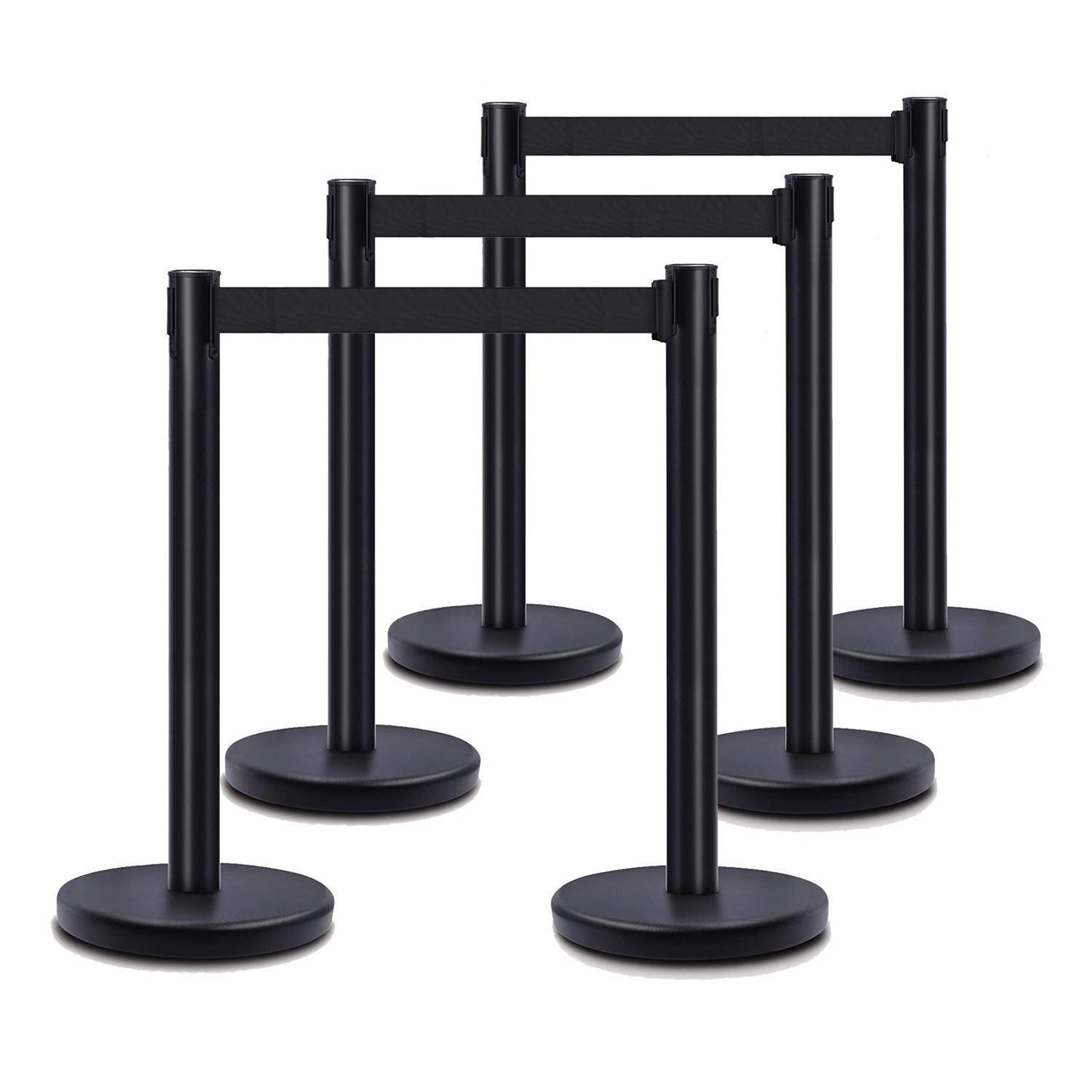 DuraSteel Retractable Belt Stanchion Posts 6-Pack - 6.5ft Crowd Control Barriers - Metal Line Dividers for Restaurants, Banks, Airports, Events - Indoor/Outdoor Queue Rope Barriers