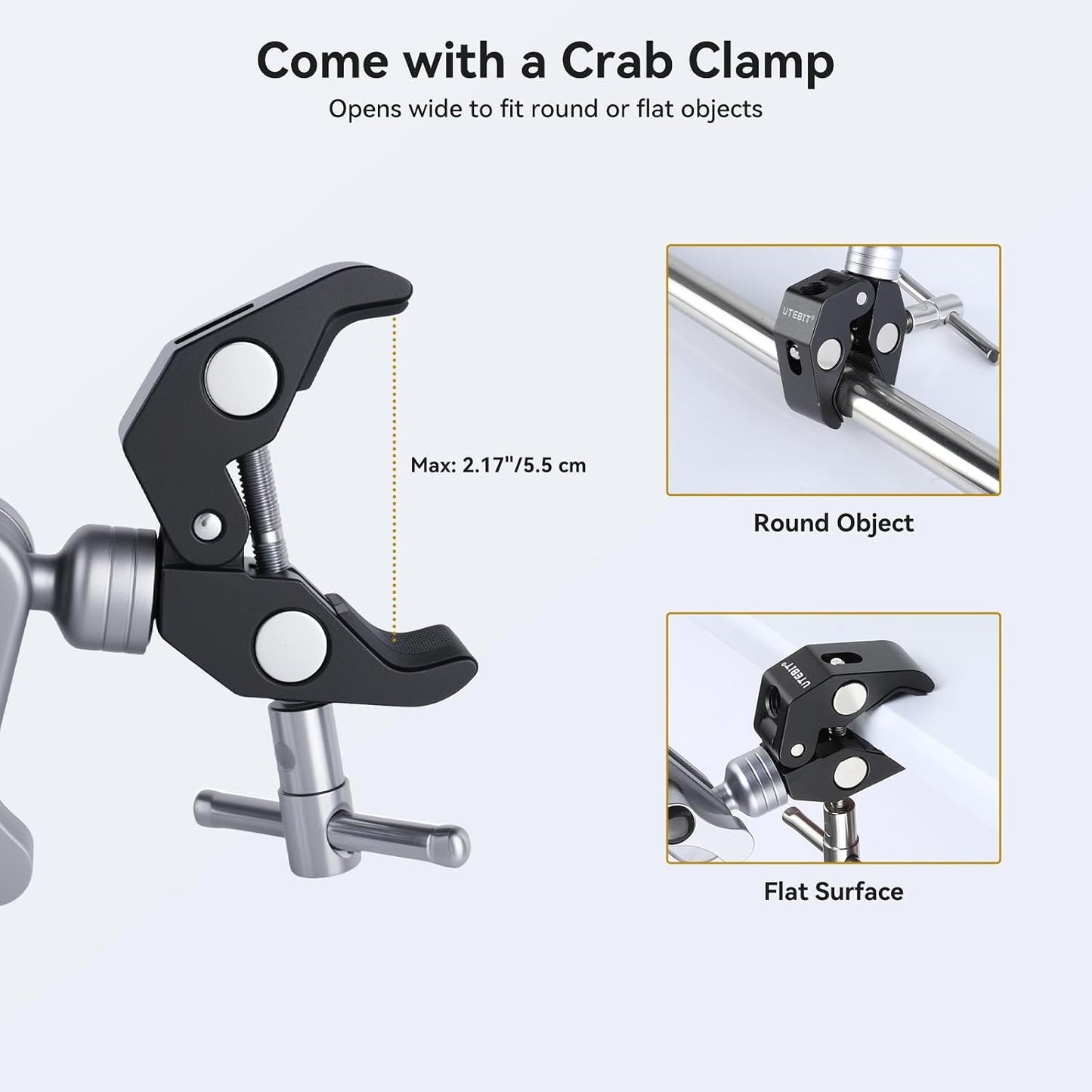 UTEBIT 22" 1/4" Magic Arm w Clamp Mount, Desk Camera Mount Articulating Friction Boom w Arm Thread Adapter, Overhead