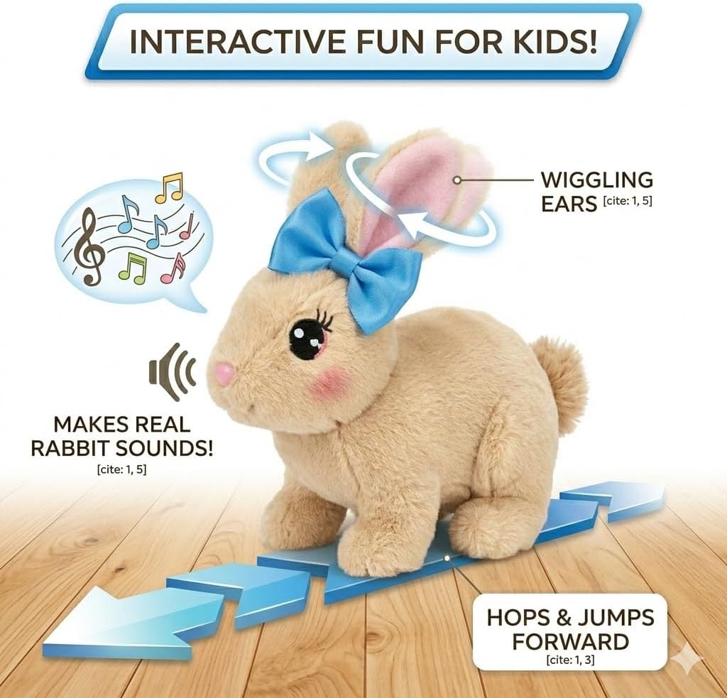 Skiennix Interactive Easter Bunny Toy - Animated Plush Rabbit with Sounds & Movements | Brown