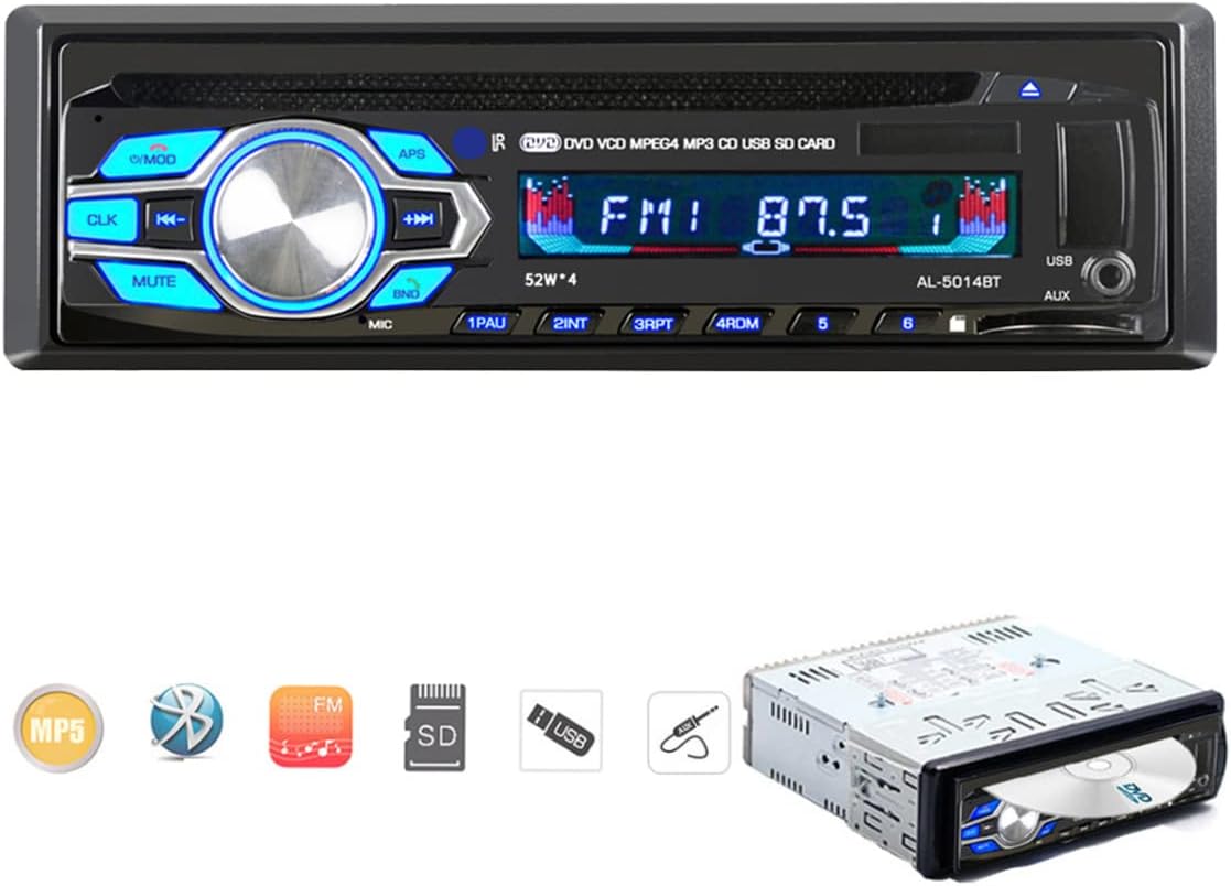 Eaglerich 1Din 12V MP3 4 45W MP3 2 Car DVD CD Player Vehicle Car Stereo Handfree Call Autoradio Bluetooth Aux-in FM USB