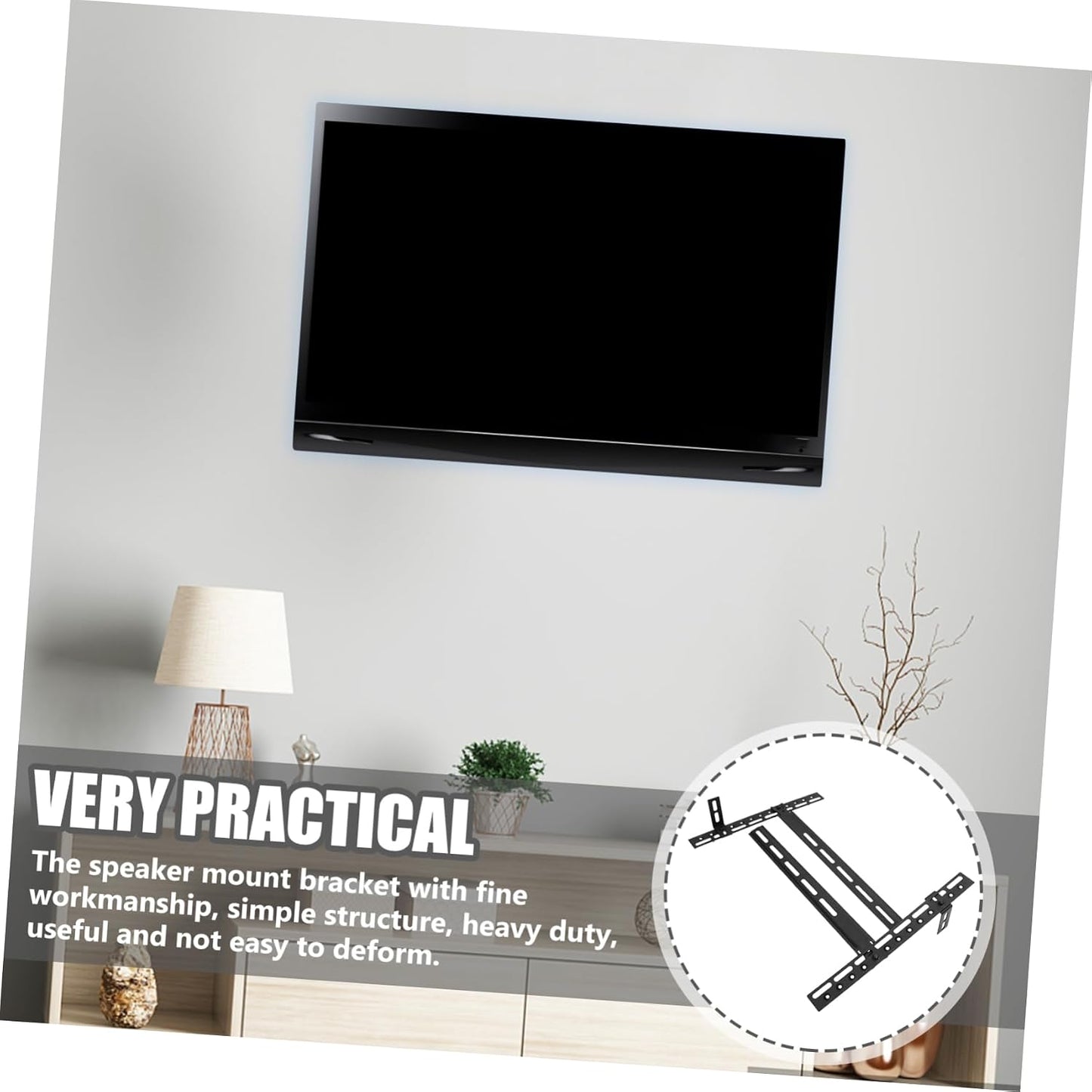 Angoily Heavy Duty Metal Speaker Mount Bracket - Easy Install TV Stand Accessory