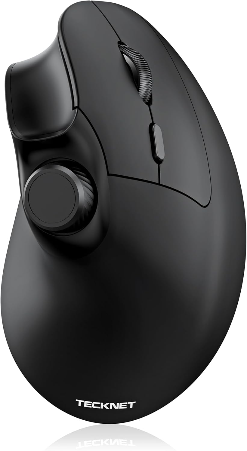 TECKNET 5.0/5.0+2.4G), 6 Ergonomic Mouse, Rechargeable Wireless Bluetooth Mouse (BT Vertical Mouse with Volume Knob