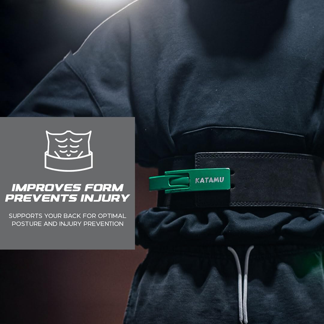Katamu Why So Serious USPA & IPL Approved Lever Belt — Premium 10mm and 13mm Leather Powerlifting Belt for Men and Women, Steel Lever Buckle, 4 Inch Back Support for Deadlifts