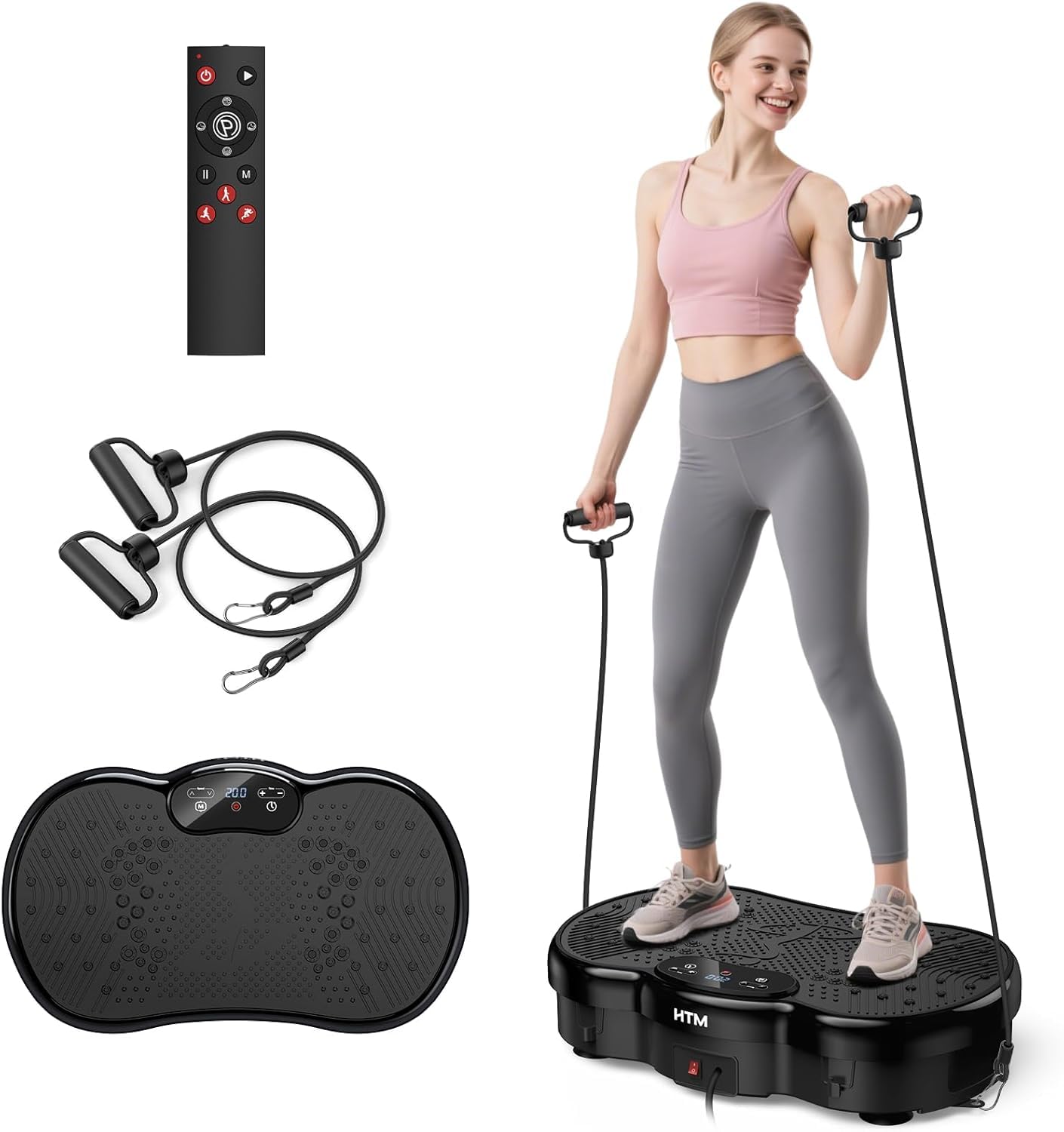 Vibration Plate Exercise Machine, Whole Body Shake Plate for Weight Loss Vibrating Platform with Resistance Bands Slot, 300 Lbs Capacity, 120-Speed, 9 Workout Modes for Home Fitness, Muscle Toning