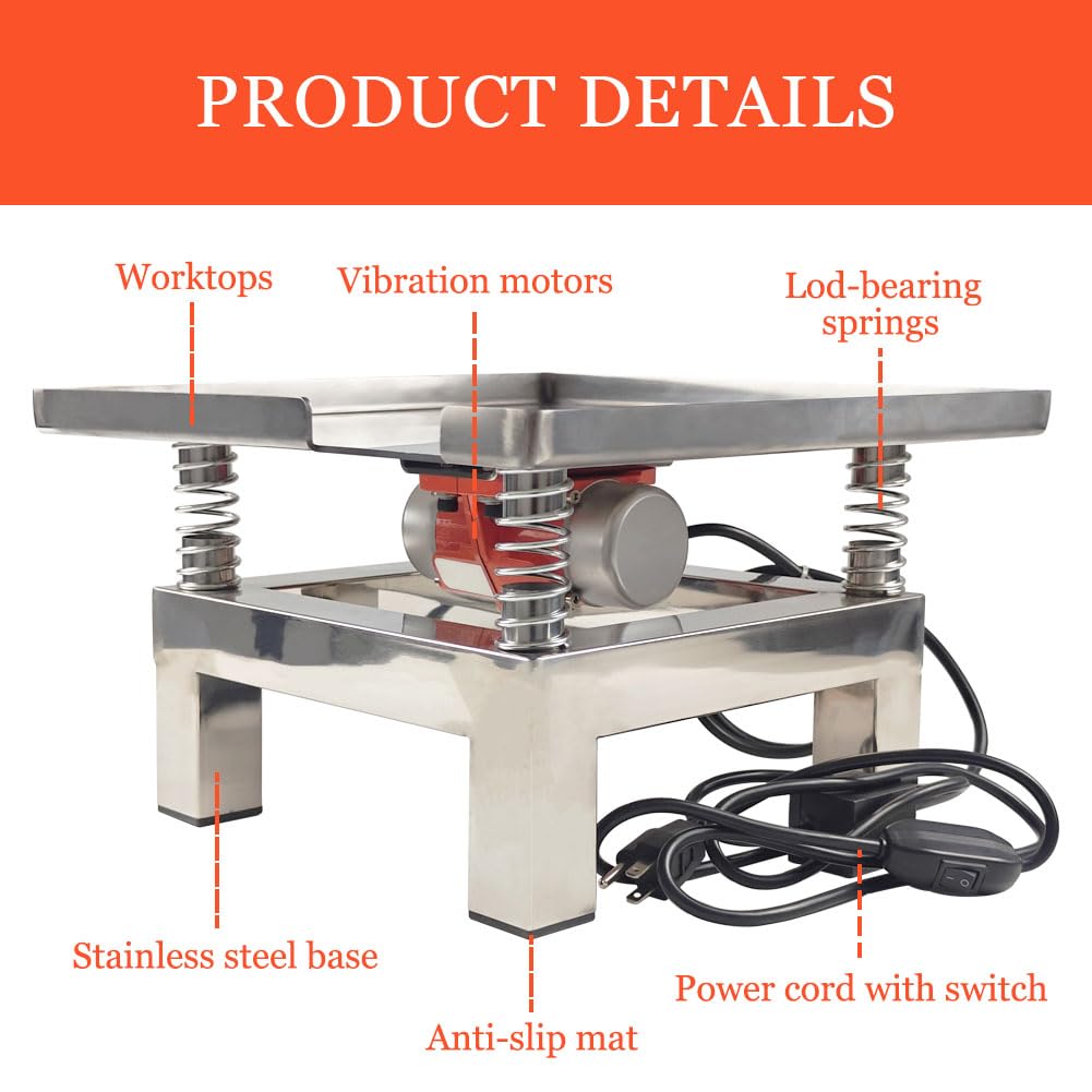 Mini Concrete Vibration Table 13.78 X 13.78 inches Small Vibrating Test Bench Stainless Steel 110V Compactor Platform for Laboratory Warehouse Workshop