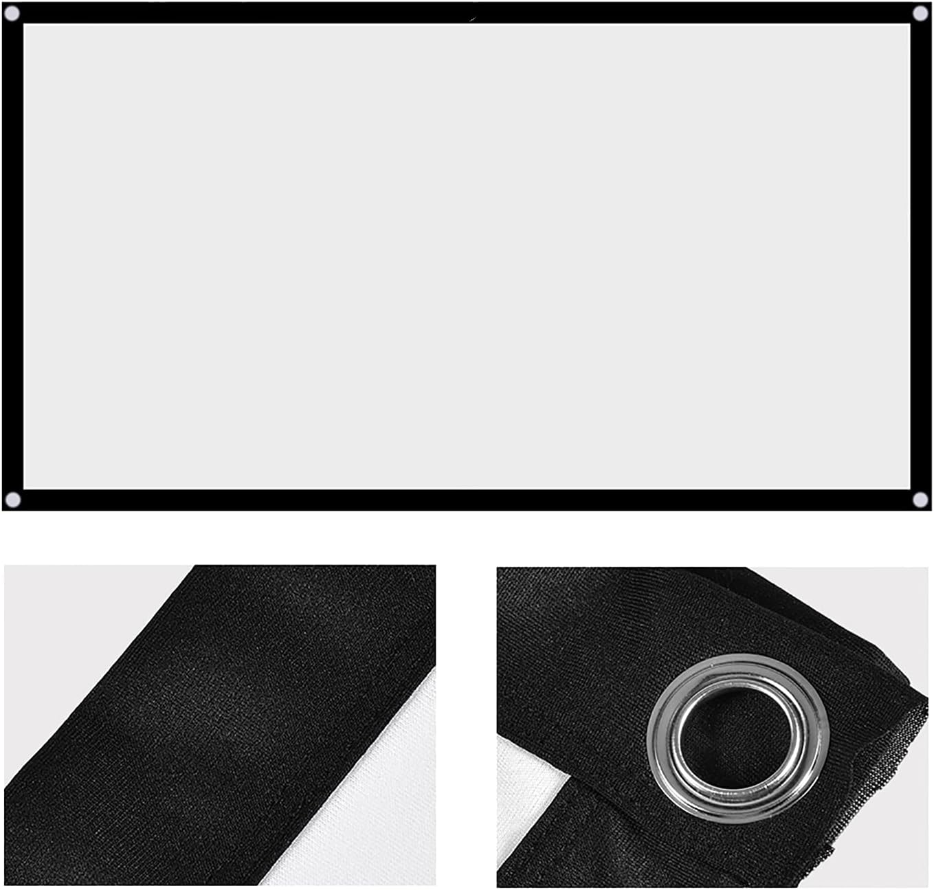 DAUERHAFT 16 9 Holes(60 inches) : Projection Screen, Foldable Portable Projector Movies Screens for Home Theater