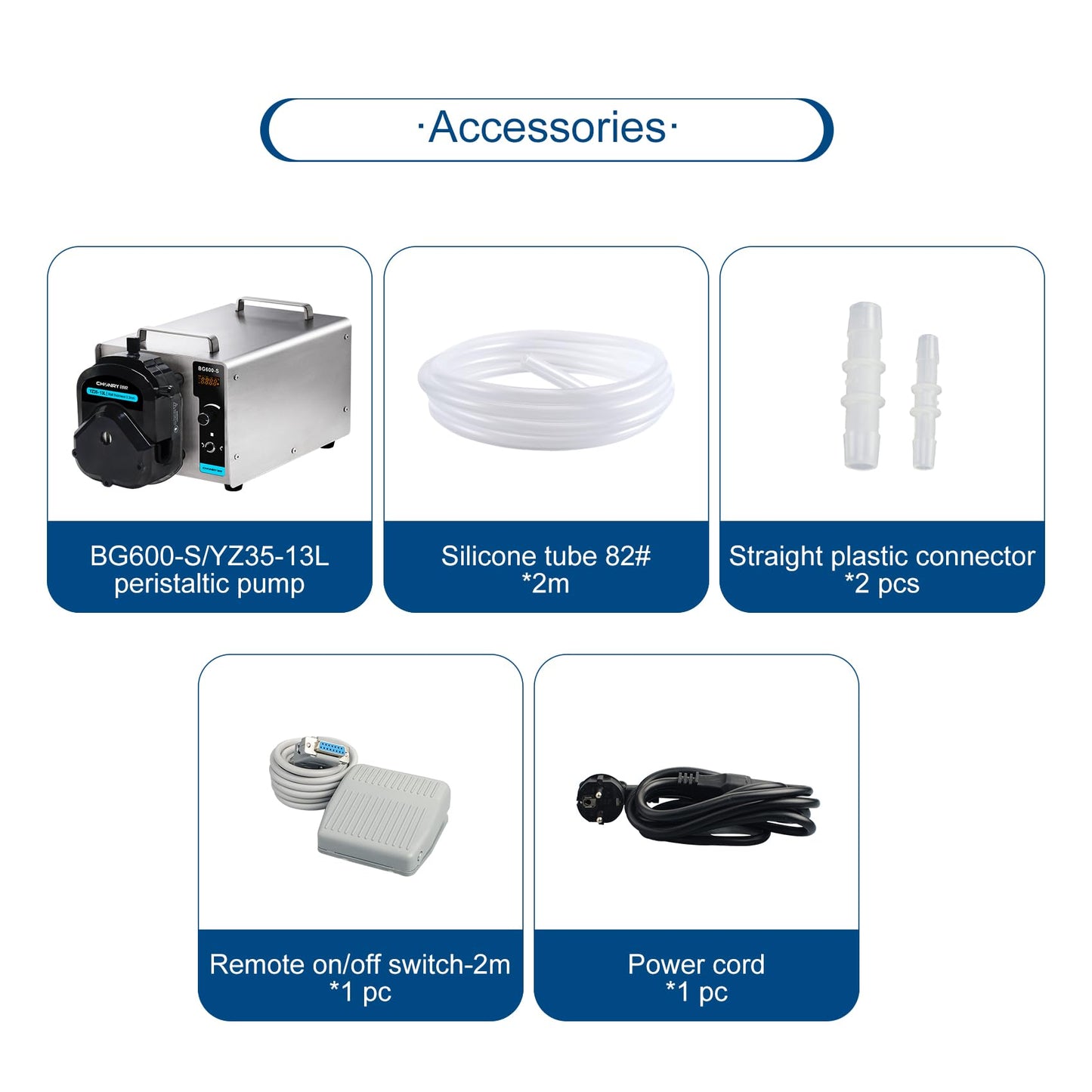 BG600-S High Volume Industrial Peristaltic Pump with Pump Head, Digital Knob Adjustment Flow Rate 1.3-12000ml/min with 2 Meter 82# Tubing High Precision Easy Operation Has Power Outage Memory Function