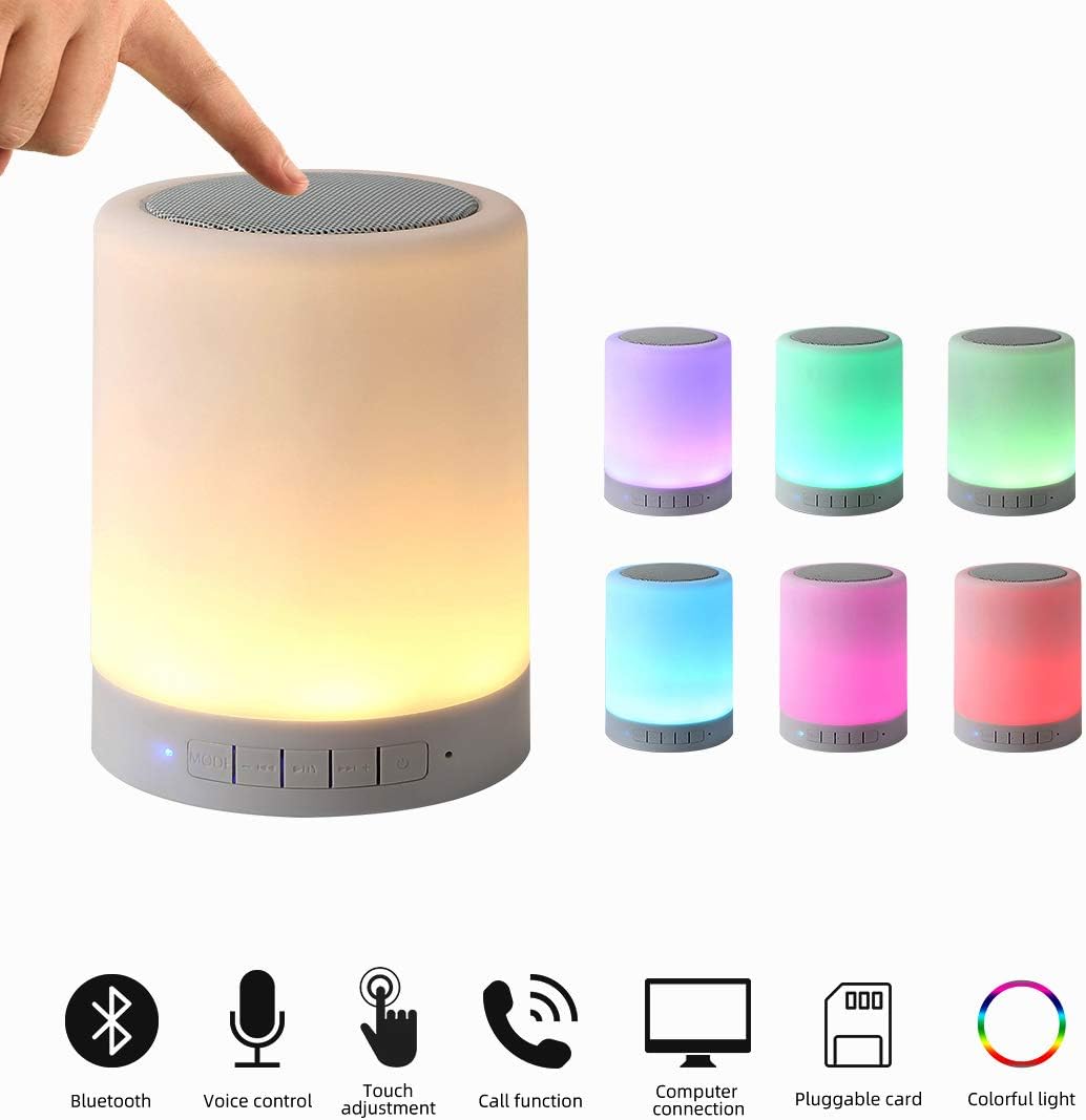 KPR Night Light Bluetooth Speaker, Portable Wireless Bluetooth Speakers, Touch Control Bedside Table Light, Outdoor