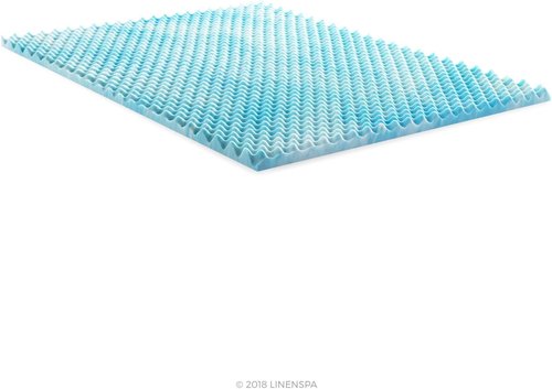 Linenspa Gel Memory Foam Mattress Topper - Reversible Egg Crate Design for Comfort - Twin XL Size