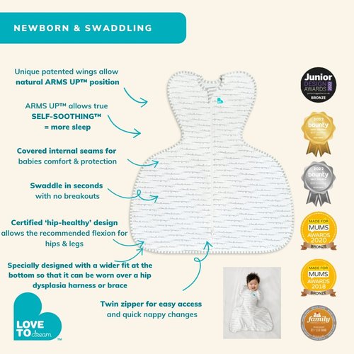 Love to Dream Swaddle UP Transition Bag Warm - Patented Zip-Off Wings, Gently Help Baby Safely Transition from Being Swaddled to Arms Free - Medium 13-19 lbs, White