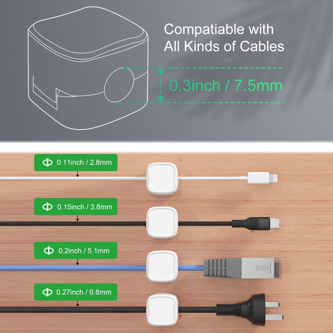 Generic 6 Pack (6) Magnetic Cable Clips [Cable Organizer] Cord Holder, Under Desk Cable Management,Rangrak Adhesive