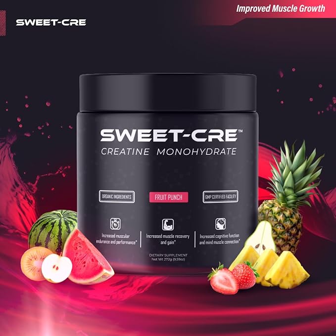Creatine Monohydrate – 5g Creatine Monohydrate Powder – Advanced Creatine for Women and Men – Bulk Supplements Creatine with Organic Ingredients – Delicious Fruit Punch Flavor – 10oz