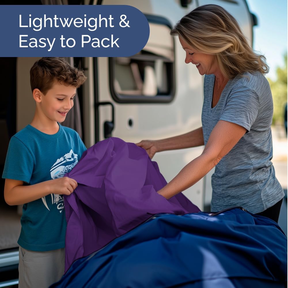 RV Short Queen Sheet Set - Soft, Breathable & Cooling 4-Piece Bedding for Trailers | Fits 8” to 12” Mattresses - Purple