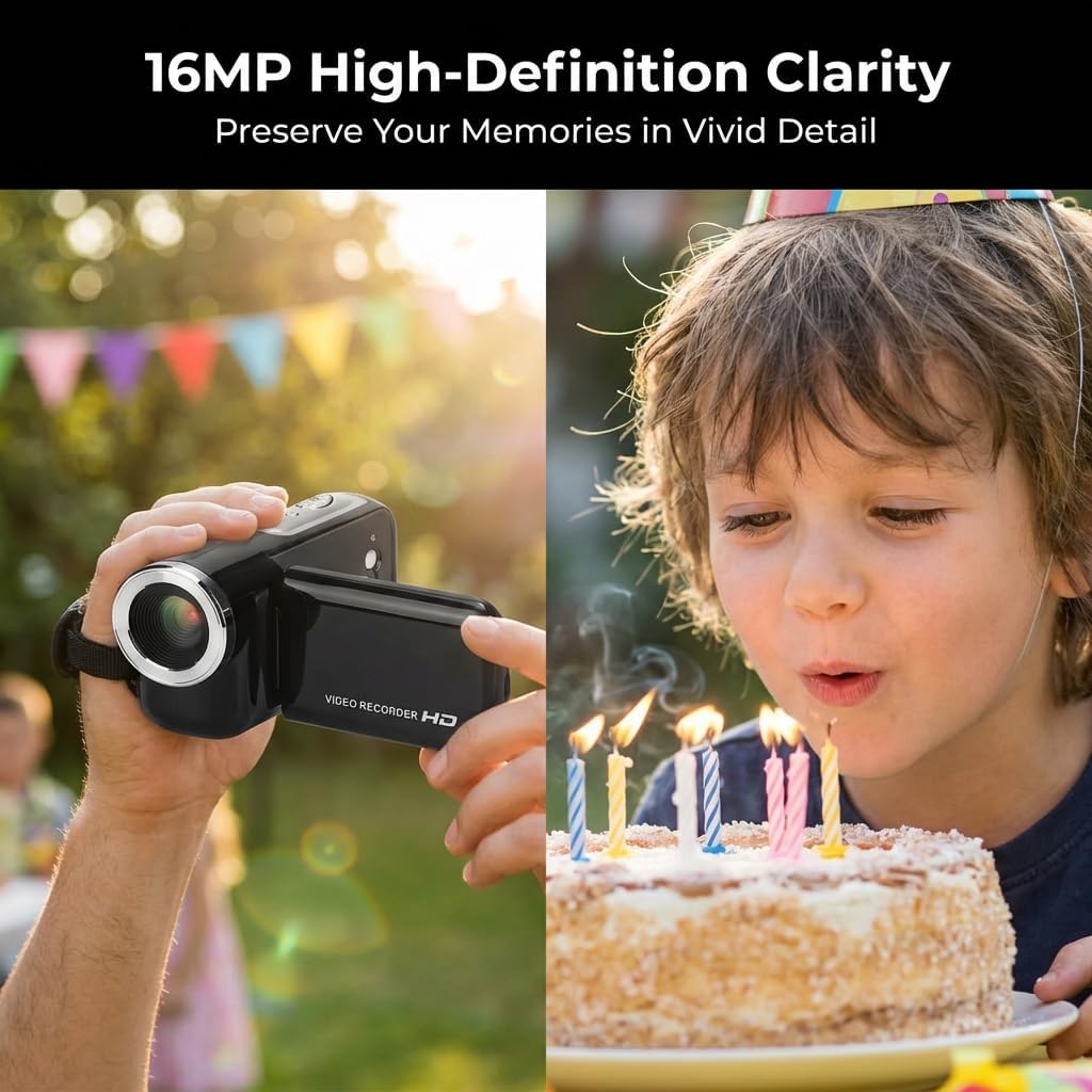 Myrbek 16X 1.8 Inch Digital Camcorder, Digital Zoom Colourful Display Screen, High Definition Camera Image Video