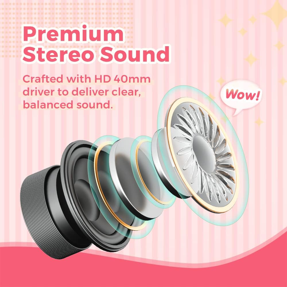 3.5mm vinamass Kids Headphones, Wired Headphones for Kid with Safe Volume Limiter, Kid Headphone with Cord Jack, On-Ear