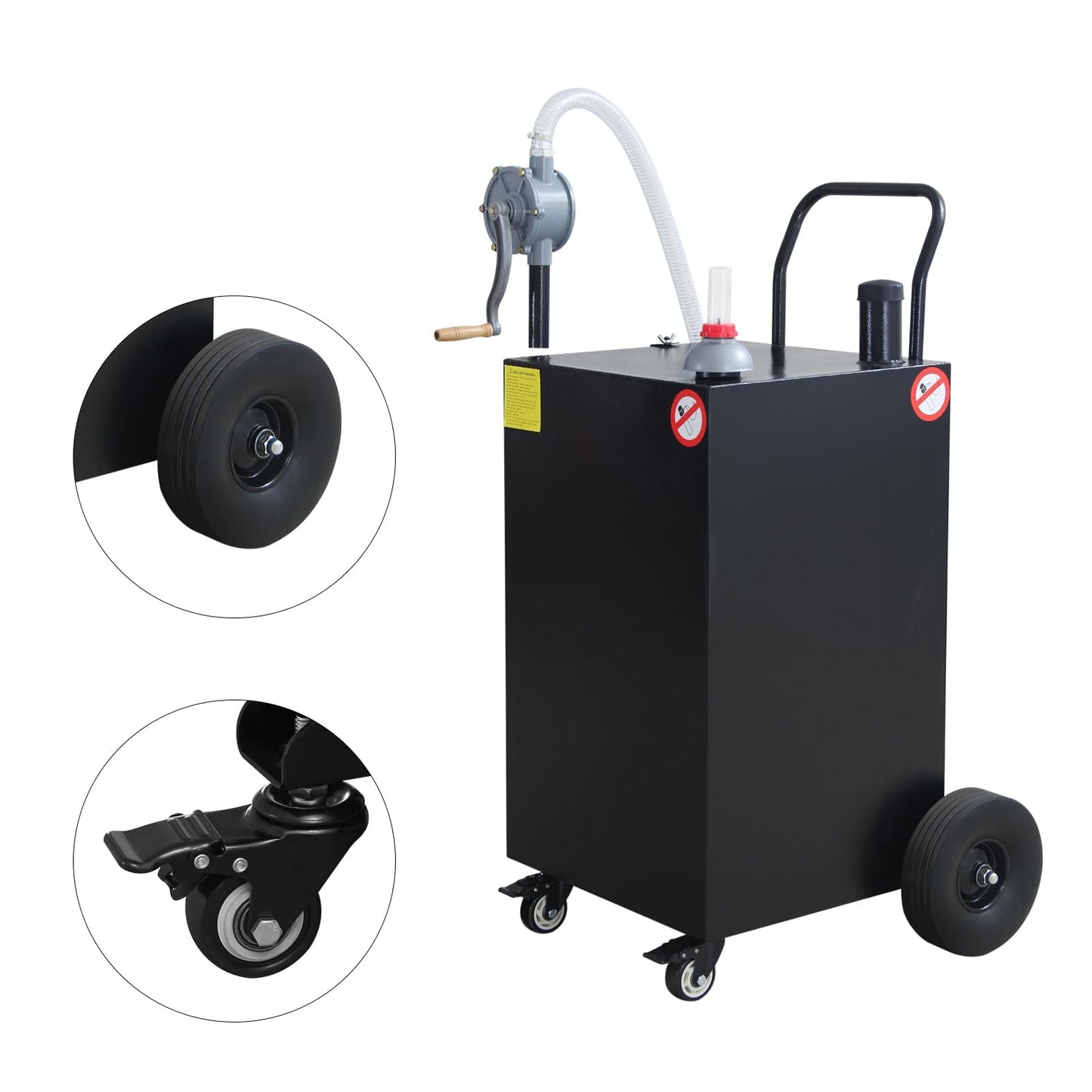 Fuel Caddy,40 Gallon Portable Fuel Caddy with Manual Pump,Heavy Duty Gasoline & Diesel Transfer Tank On 4 Wheels for Cars,Lawn Mowers,Trucks,ATVs,Boats Black